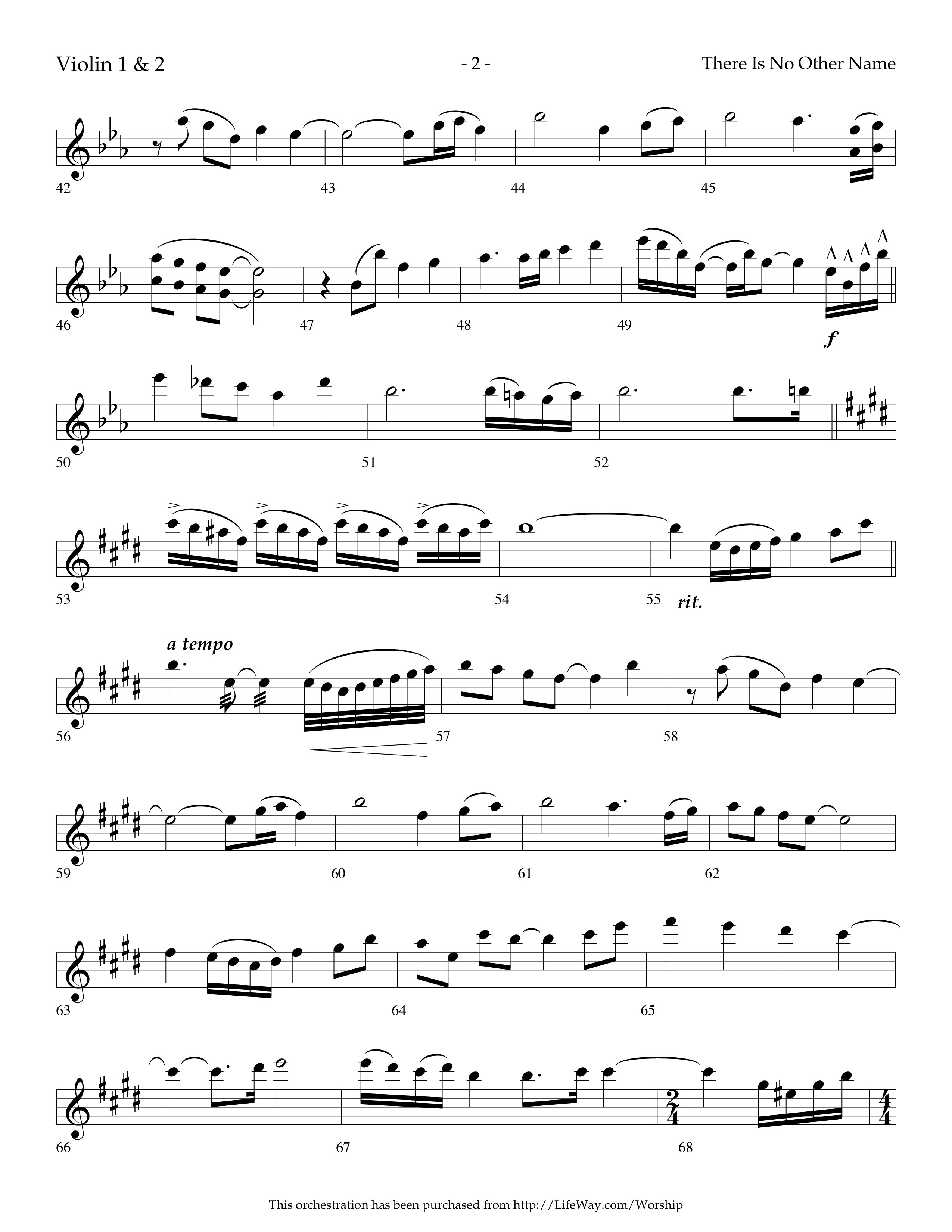 There Is No Other Name (Choral Anthem SATB) Violin 1/2 (Lifeway Choral / Arr. Cliff Duren)