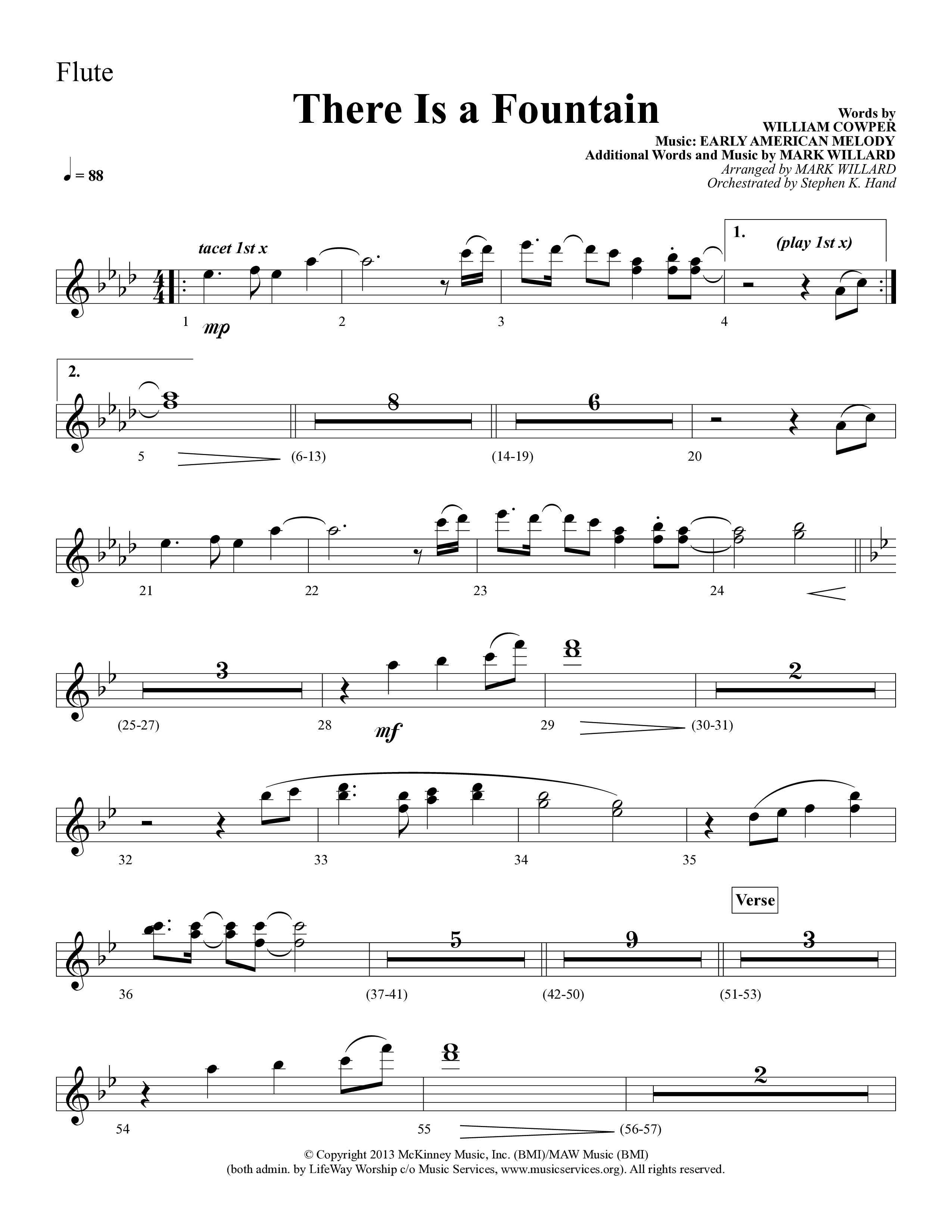 There Is A Fountain (Choral Anthem SATB) Flute (Lifeway Choral / Arr. Mark Willard / Orch. Stephen K. Hand)