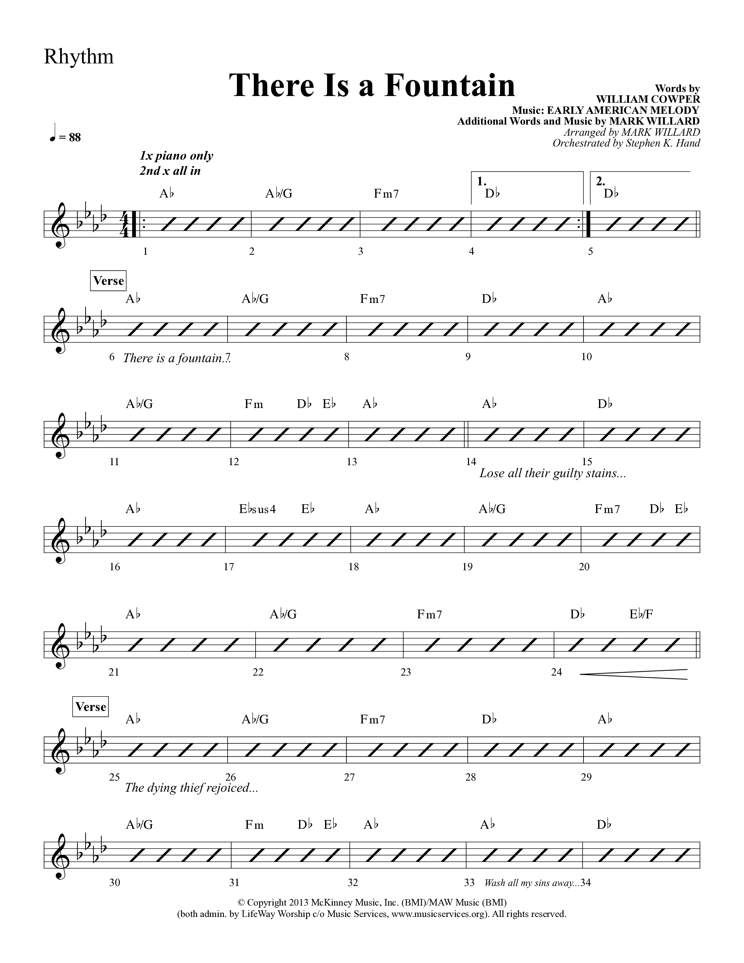 There Is A Fountain (Choral Anthem SATB) Lead Melody & Rhythm (Lifeway Choral / Arr. Mark Willard / Orch. Stephen K. Hand)