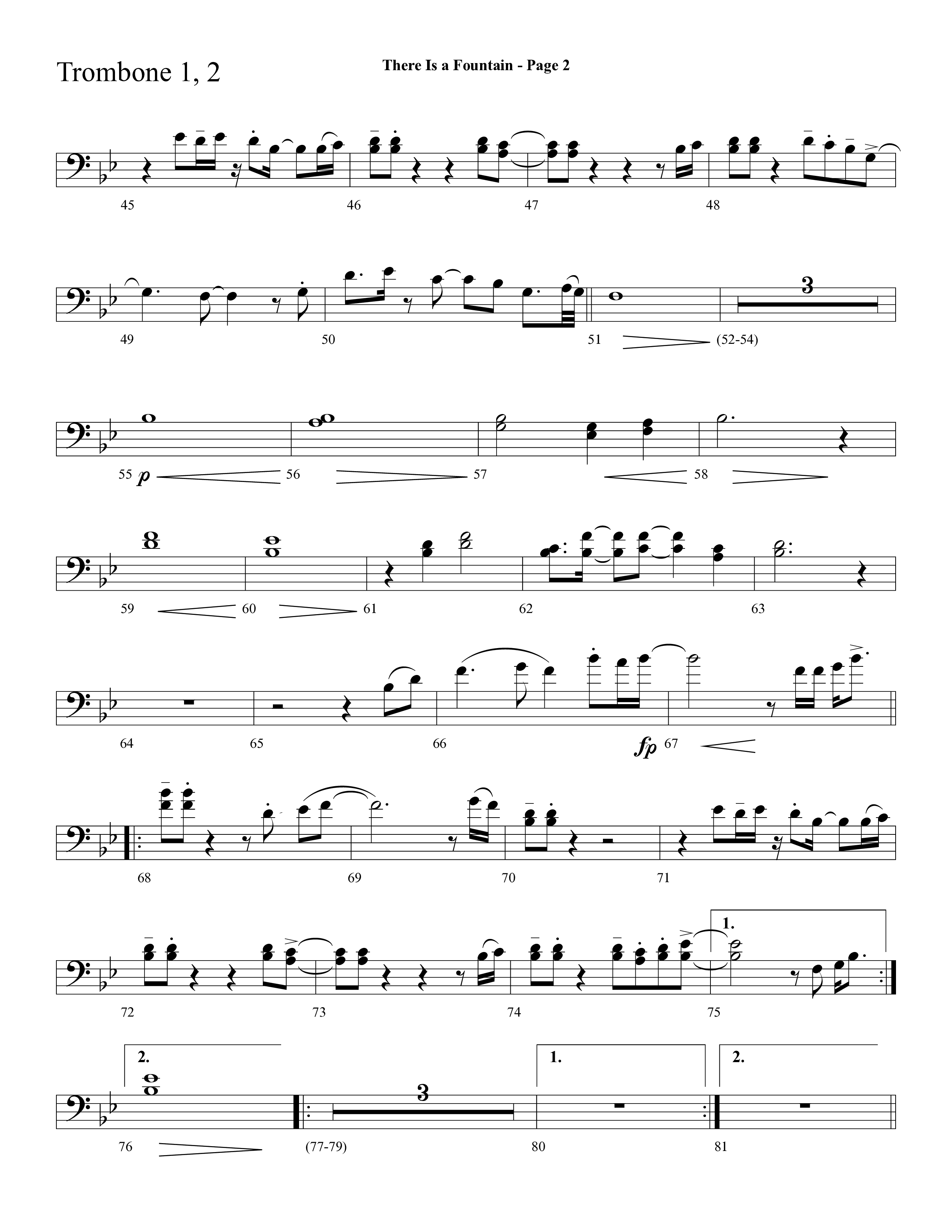 There Is A Fountain (Choral Anthem SATB) Trombone 1/2 (Lifeway Choral / Arr. Mark Willard / Orch. Stephen K. Hand)
