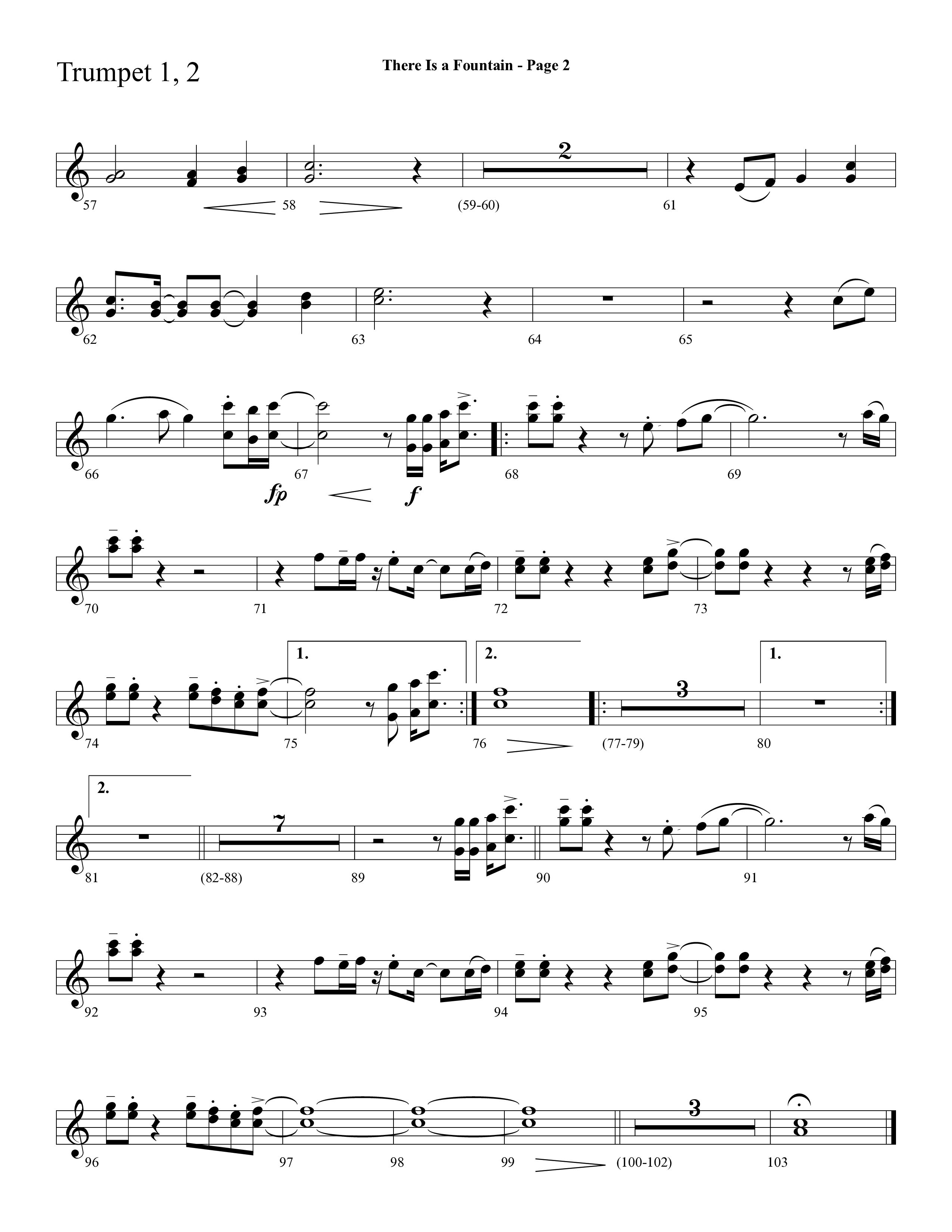 There Is A Fountain (Choral Anthem SATB) Trumpet 1,2 (Lifeway Choral / Arr. Mark Willard / Orch. Stephen K. Hand)