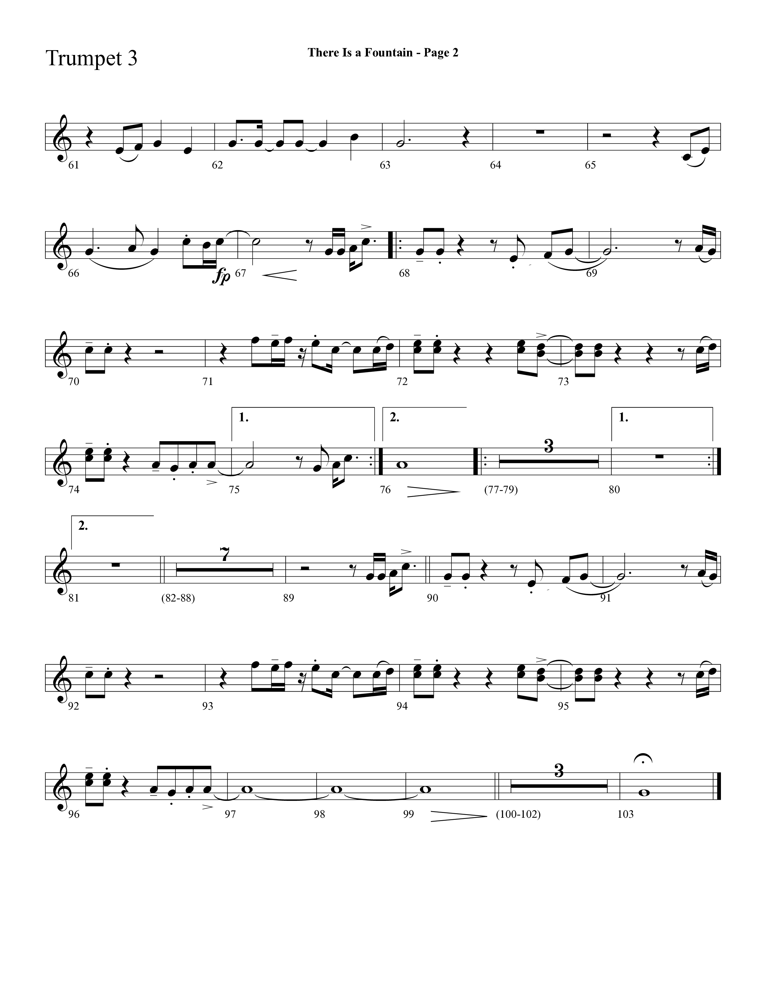 There Is A Fountain (Choral Anthem SATB) Trumpet 3 (Lifeway Choral / Arr. Mark Willard / Orch. Stephen K. Hand)