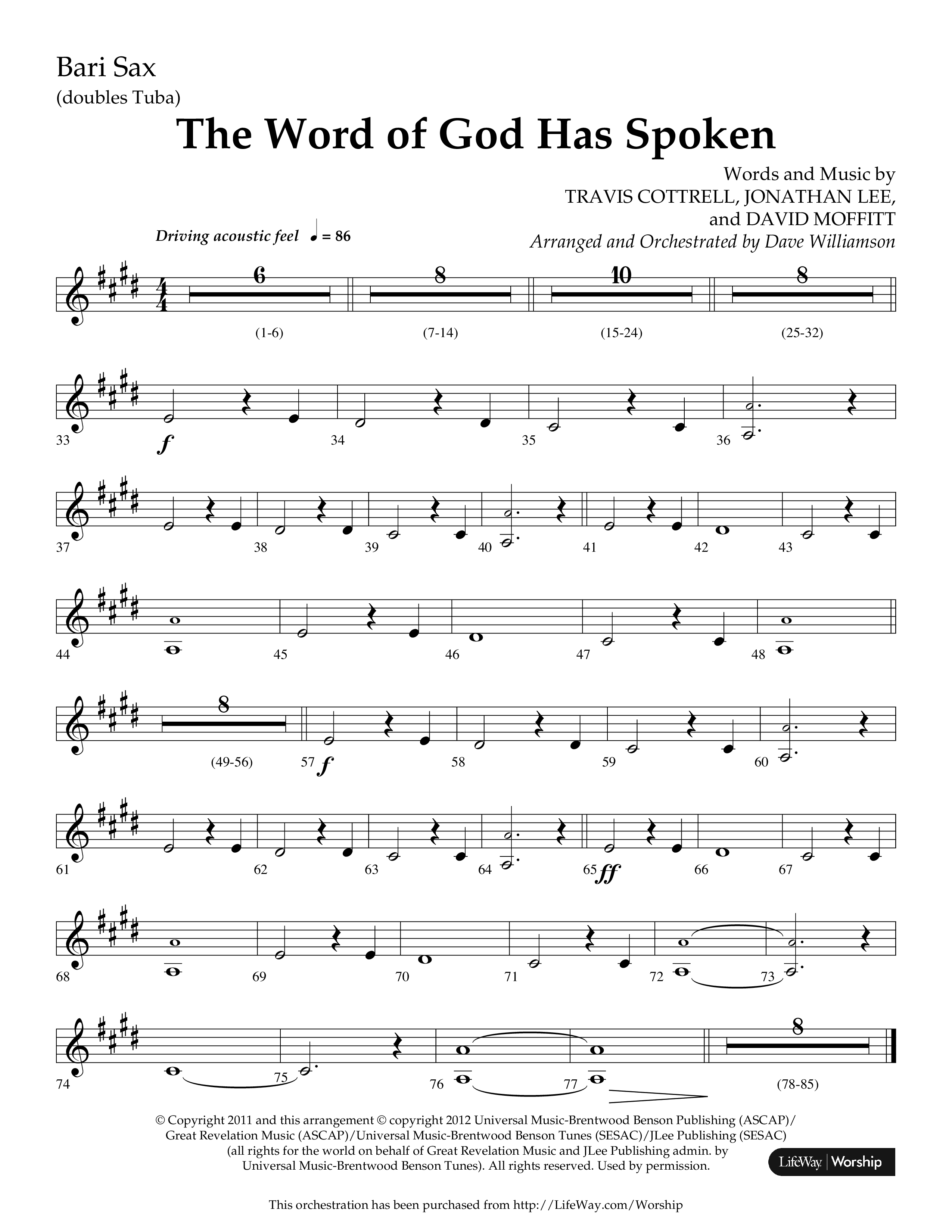 The Word Of God Has Spoken (Choral Anthem SATB) Bari Sax (Lifeway Choral / Arr. Dave Williamson)
