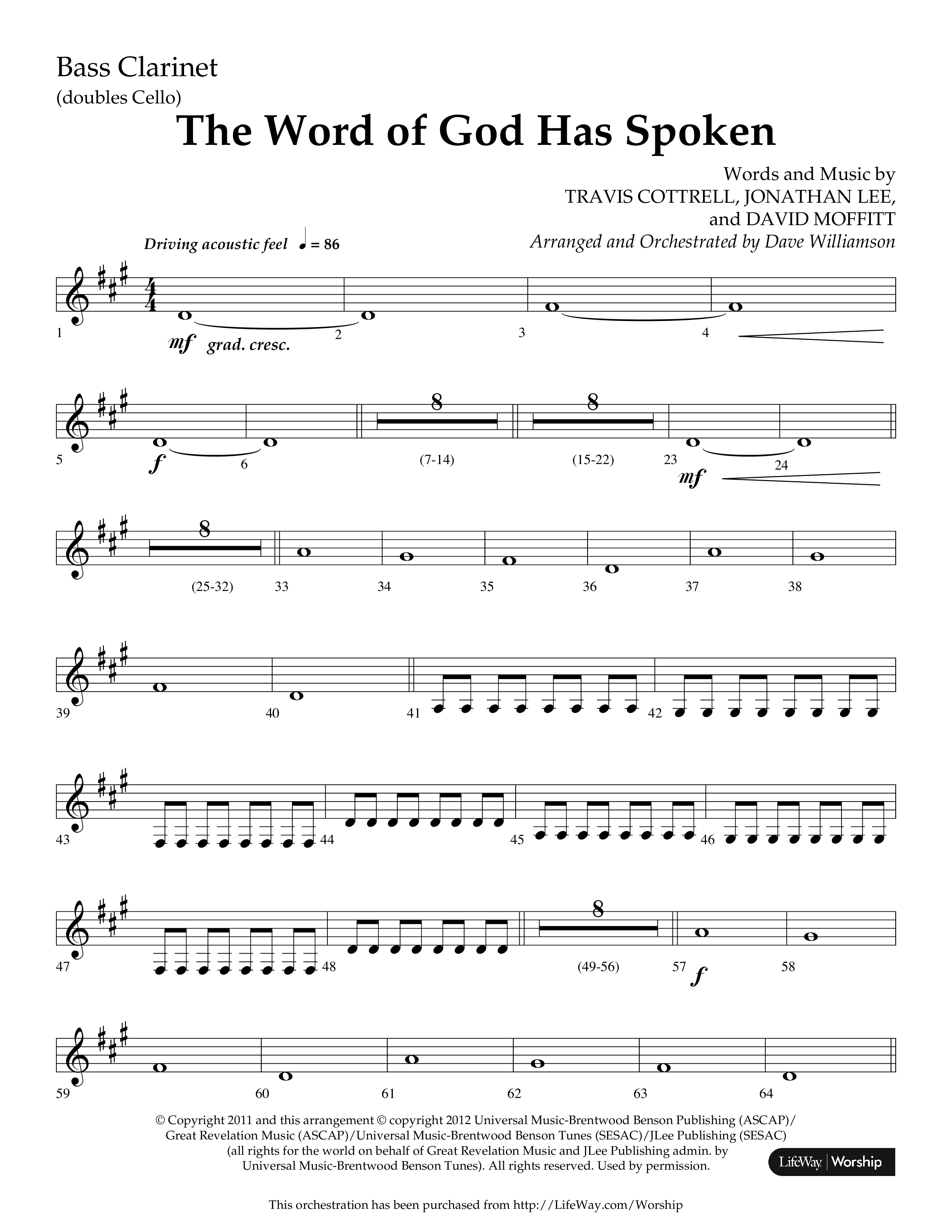 The Word Of God Has Spoken (Choral Anthem SATB) Bass Clarinet (Lifeway Choral / Arr. Dave Williamson)