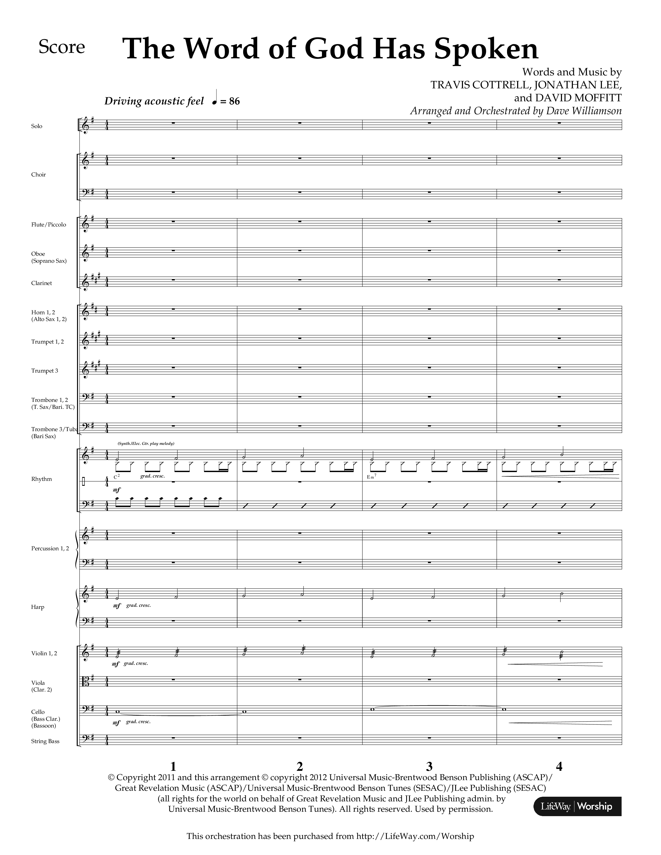 The Word Of God Has Spoken (Choral Anthem SATB) Conductor's Score (Lifeway Choral / Arr. Dave Williamson)
