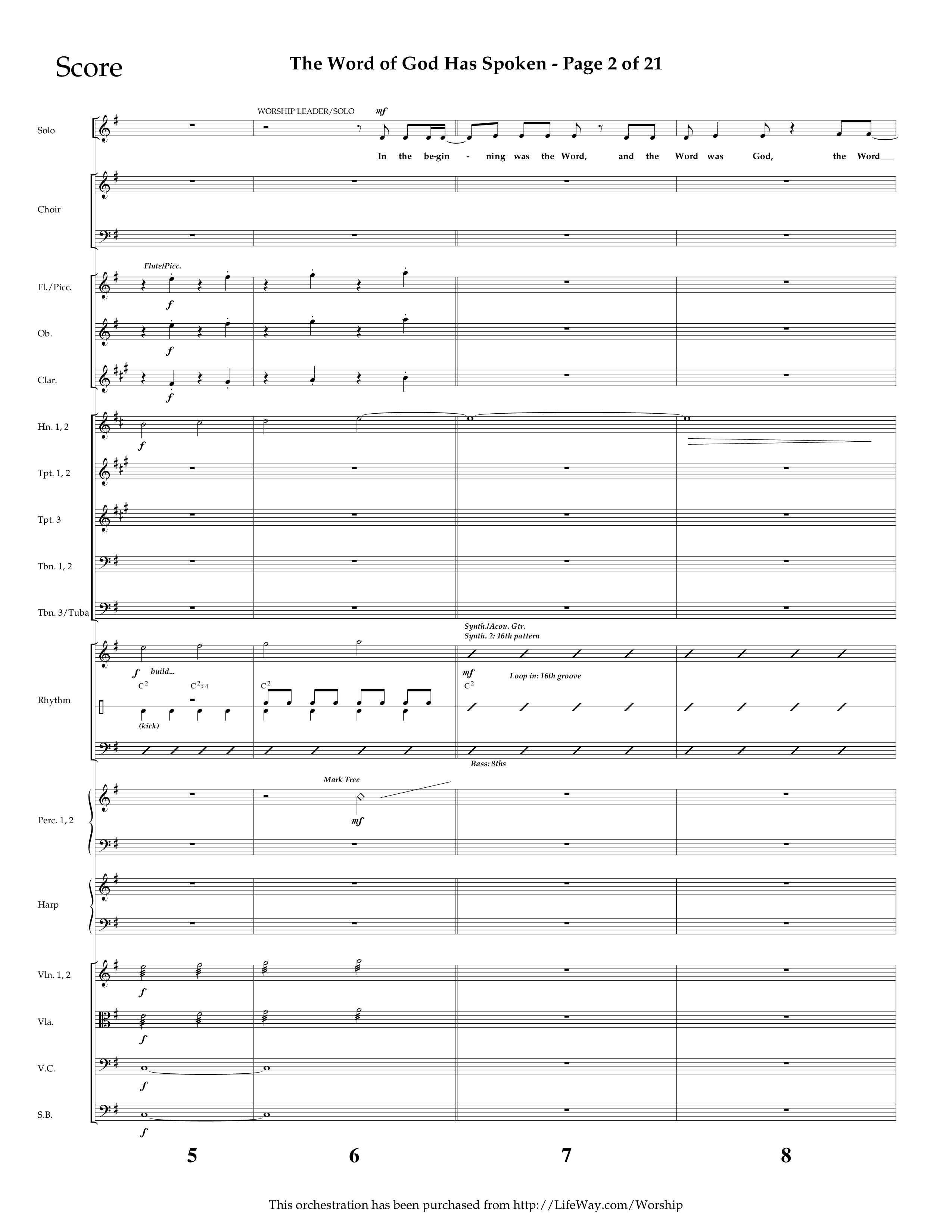 The Word Of God Has Spoken (Choral Anthem SATB) Orchestration (Lifeway Choral / Arr. Dave Williamson)