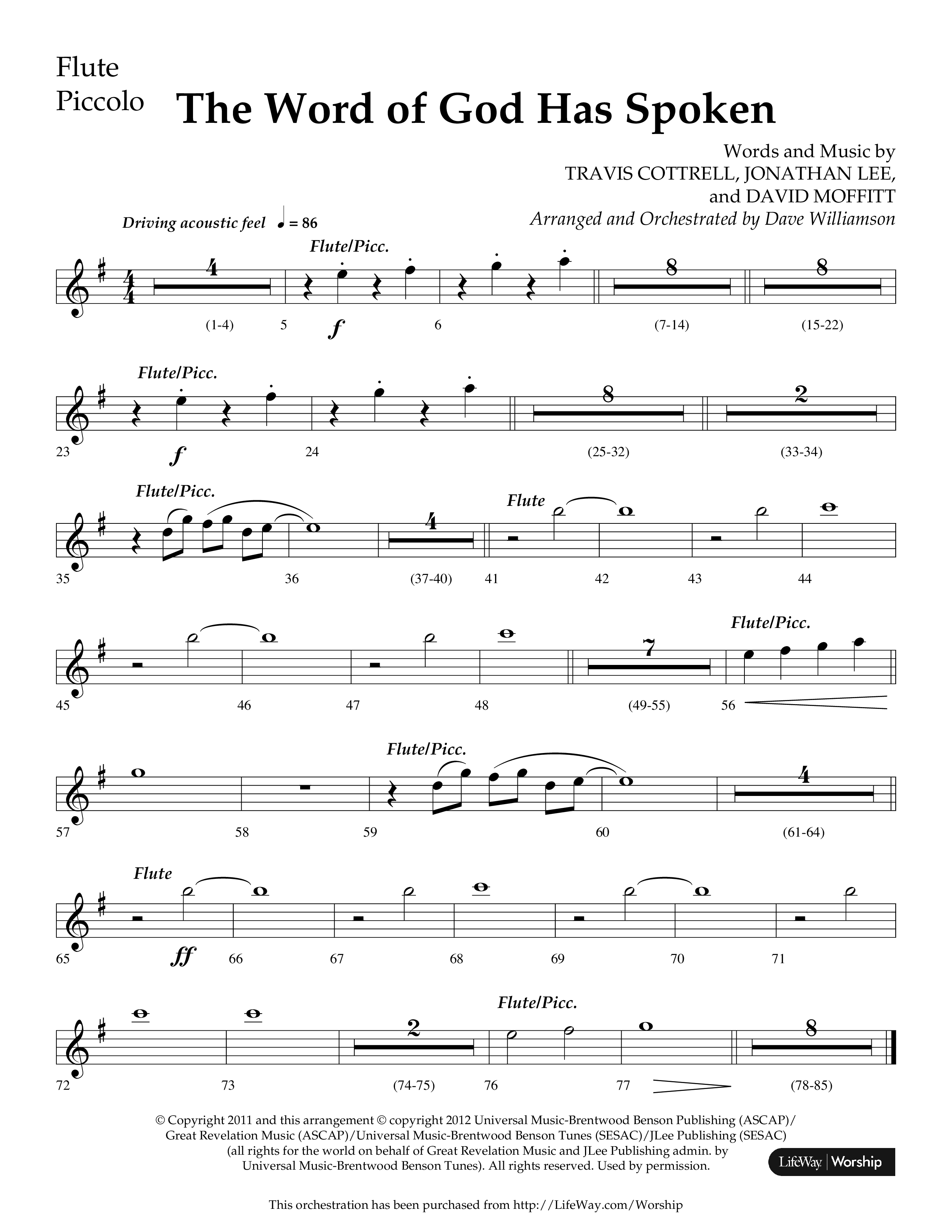 The Word Of God Has Spoken (Choral Anthem SATB) Flute/Piccolo (Lifeway Choral / Arr. Dave Williamson)