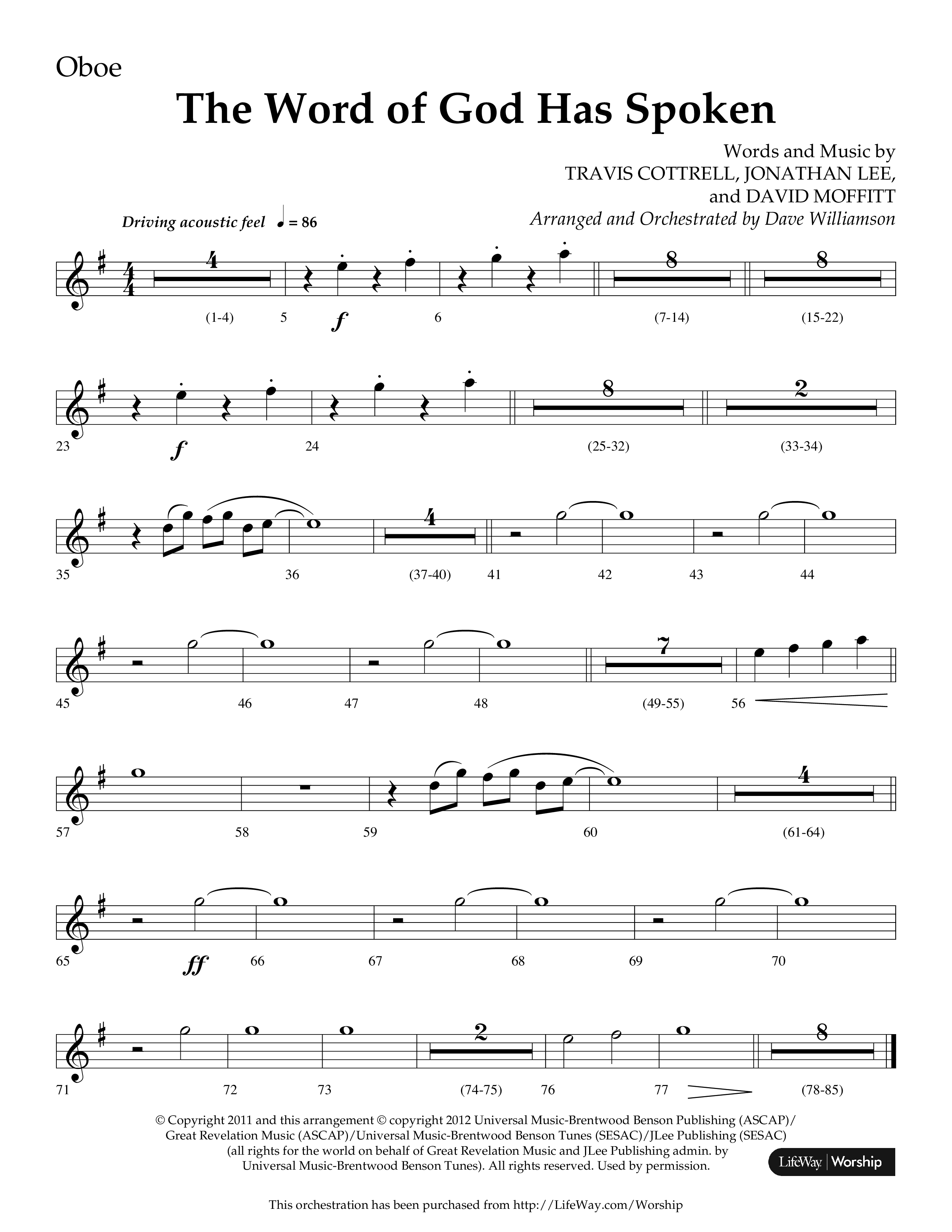The Word Of God Has Spoken (Choral Anthem SATB) Oboe (Lifeway Choral / Arr. Dave Williamson)