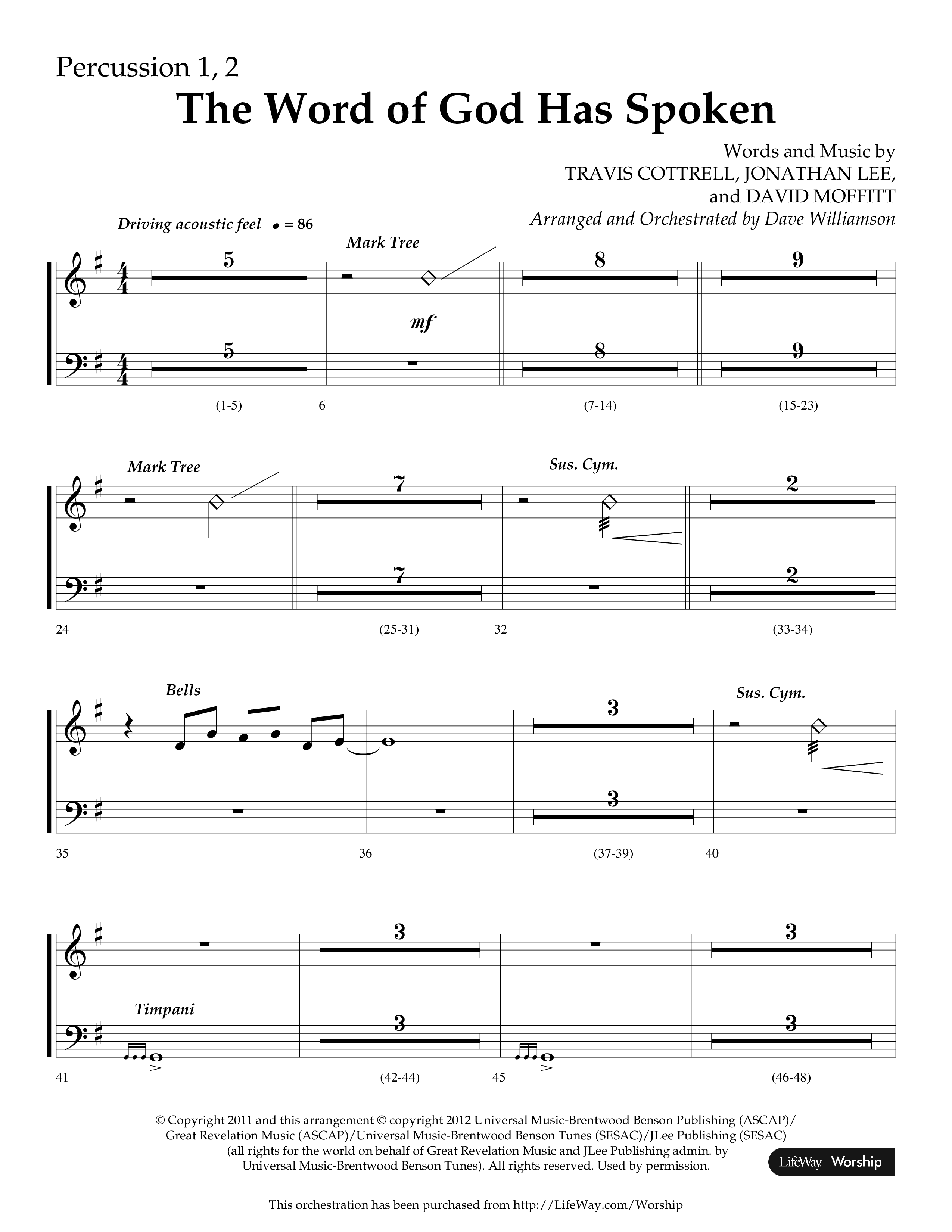The Word Of God Has Spoken (Choral Anthem SATB) Percussion 1/2 (Lifeway Choral / Arr. Dave Williamson)