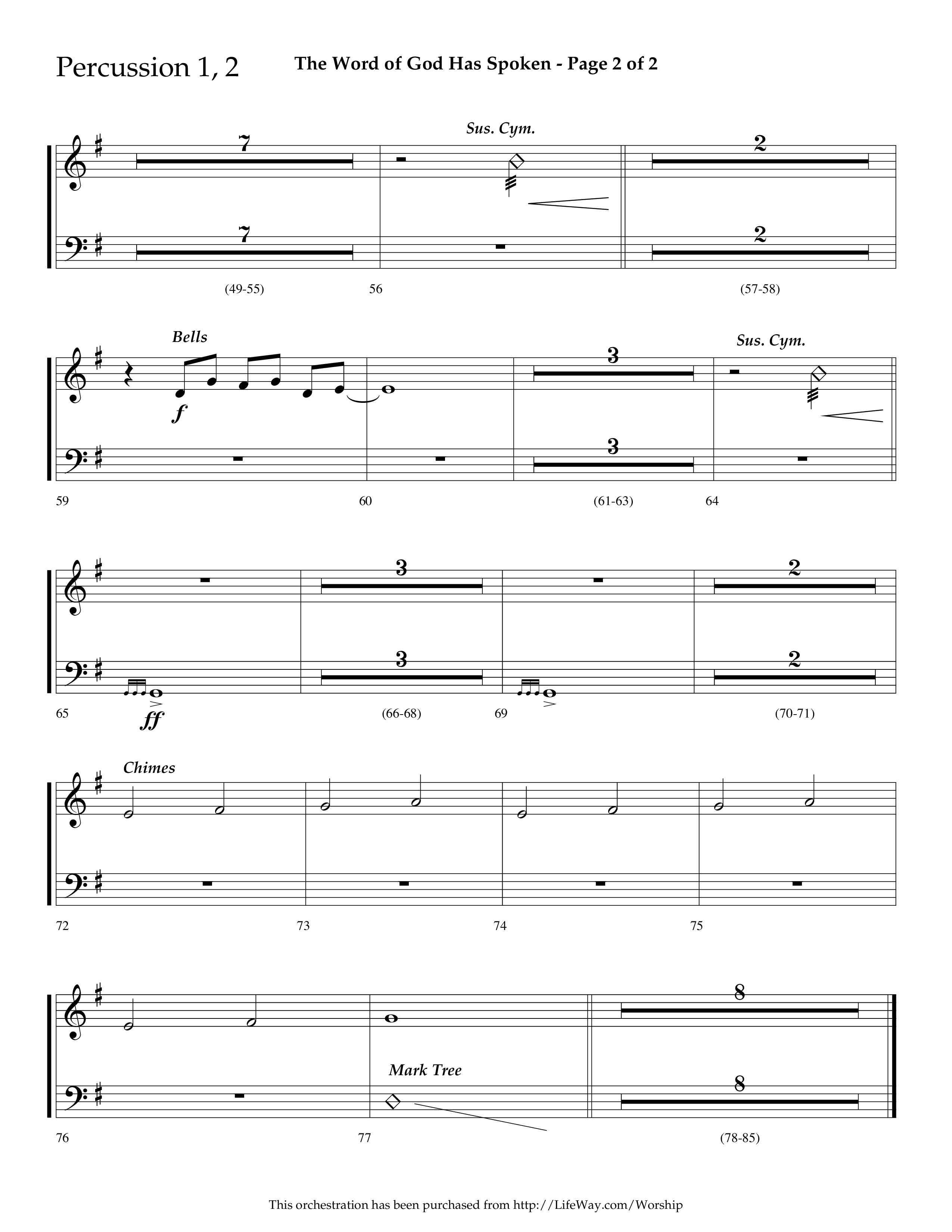 The Word Of God Has Spoken (Choral Anthem SATB) Percussion 1/2 (Lifeway Choral / Arr. Dave Williamson)
