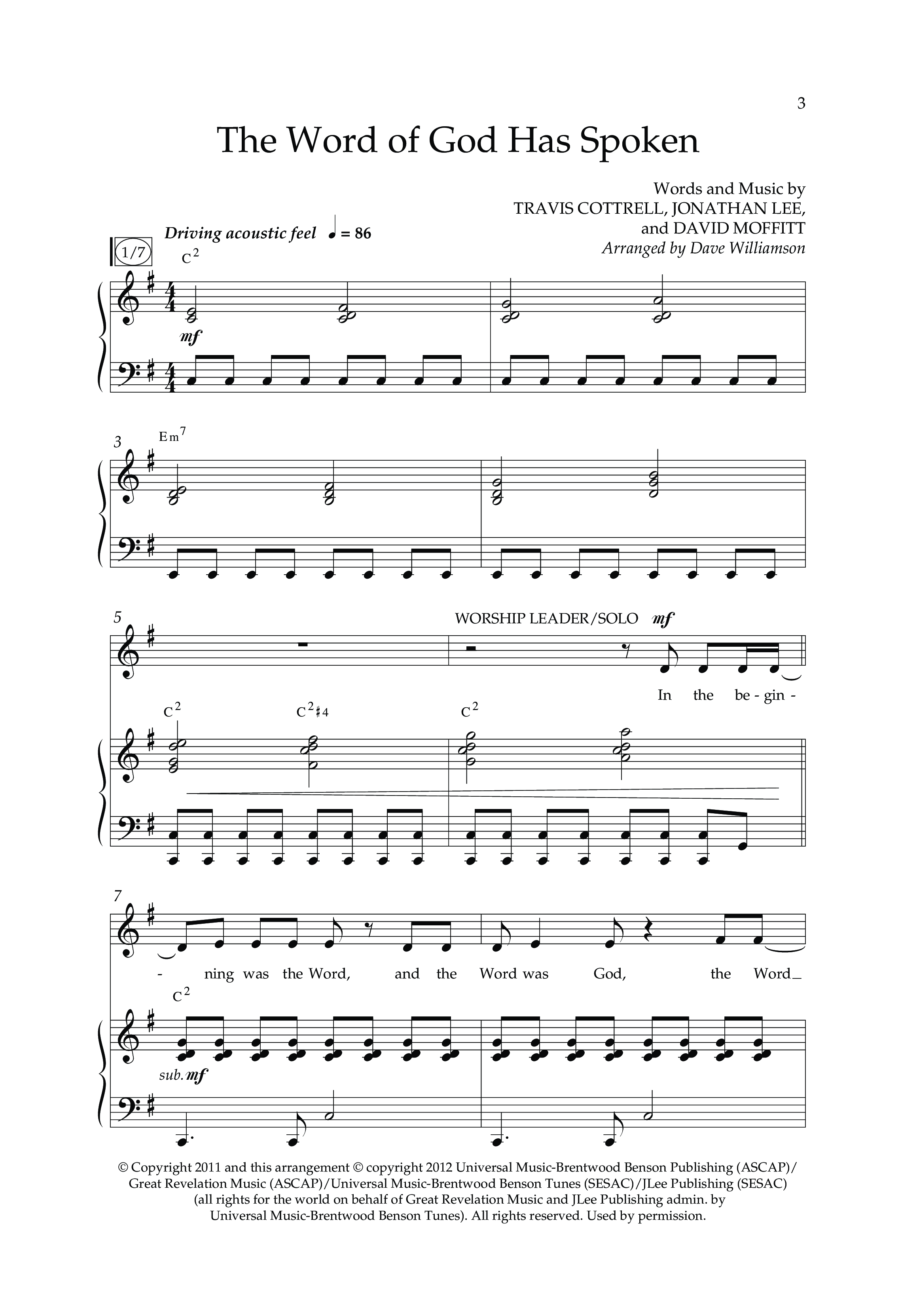 The Word Of God Has Spoken (Choral Anthem SATB) Anthem (SATB/Piano) (Lifeway Choral / Arr. Dave Williamson)