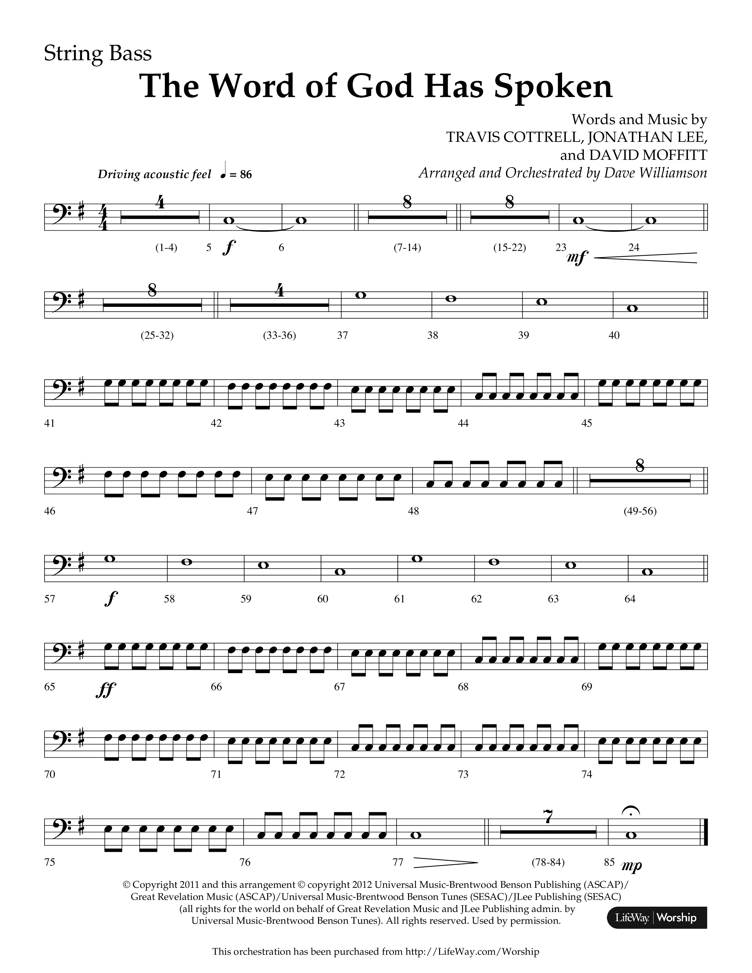The Word Of God Has Spoken (Choral Anthem SATB) String Bass (Lifeway Choral / Arr. Dave Williamson)