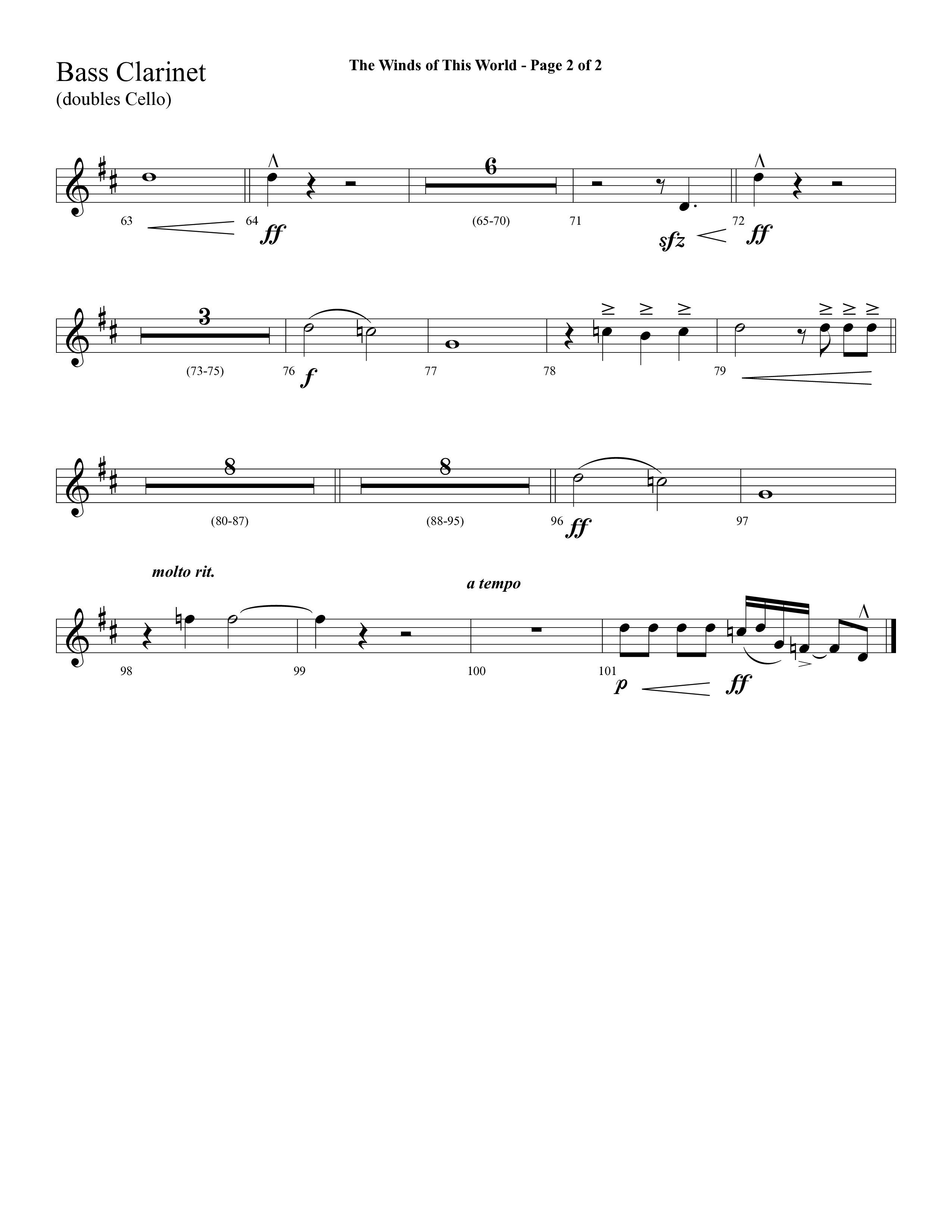 The Winds Of This World (Choral Anthem SATB) Bass Clarinet (Lifeway Choral / Arr. Cliff Duren)