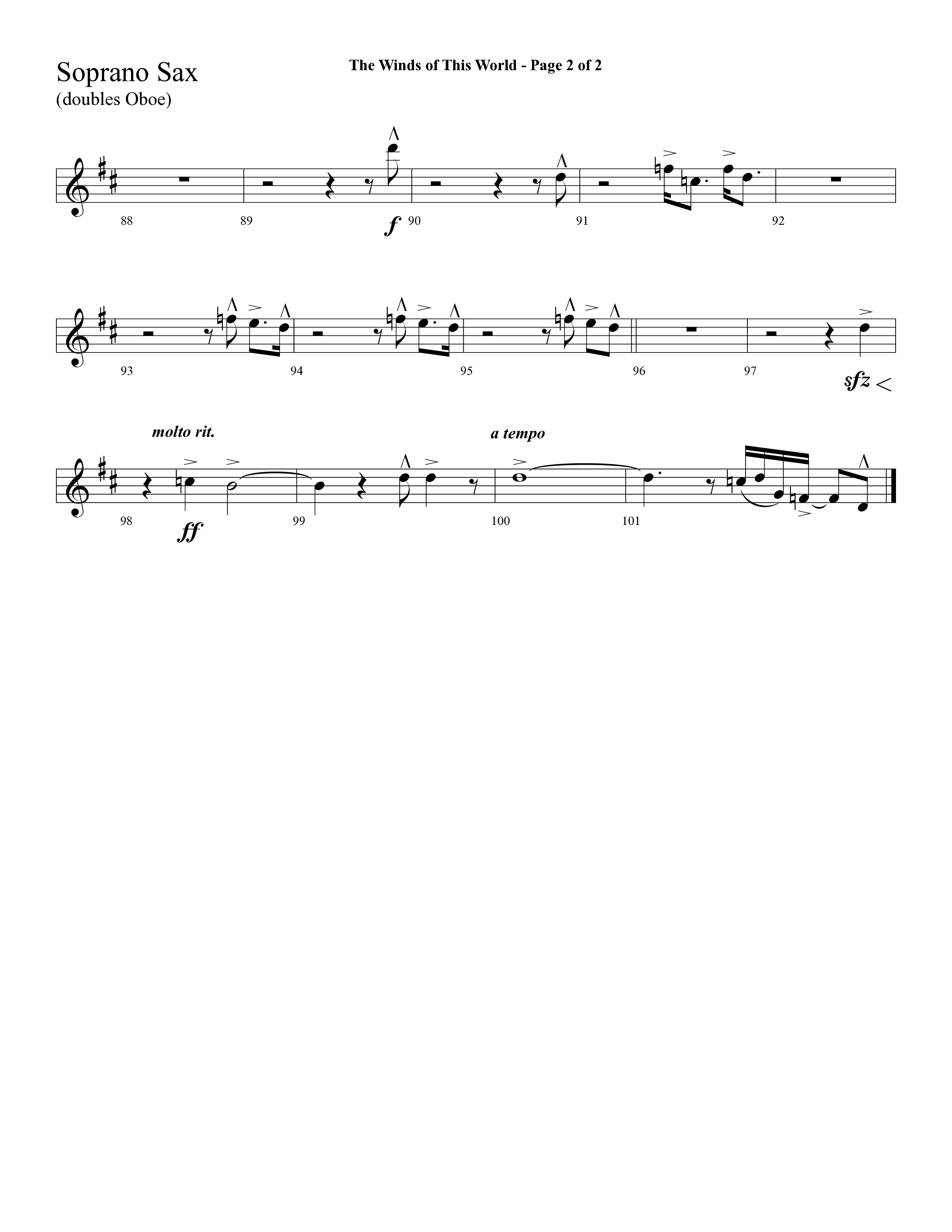 The Winds Of This World (Choral Anthem SATB) Soprano Sax (Lifeway Choral / Arr. Cliff Duren)