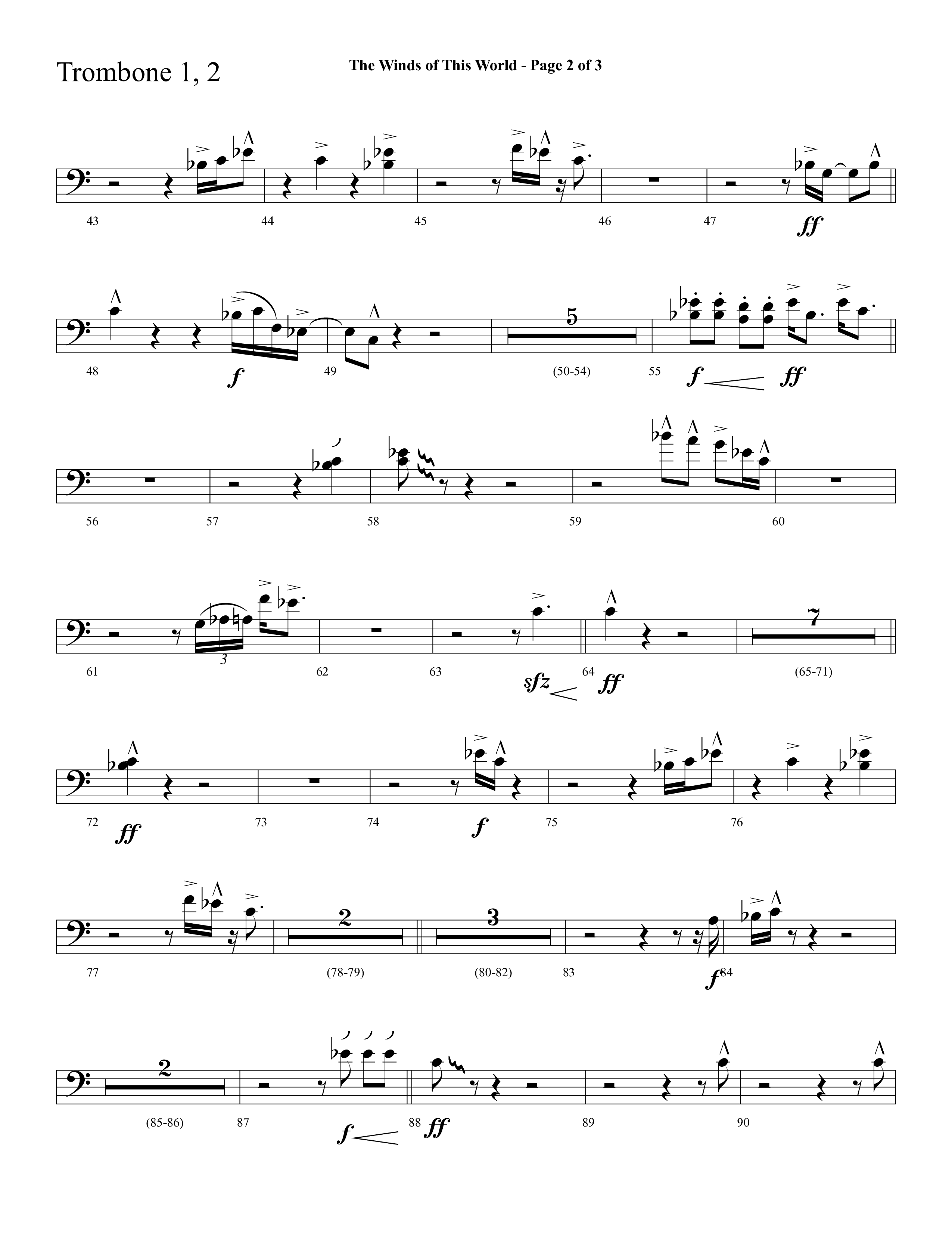 The Winds Of This World (Choral Anthem SATB) Trombone 1/2 (Lifeway Choral / Arr. Cliff Duren)