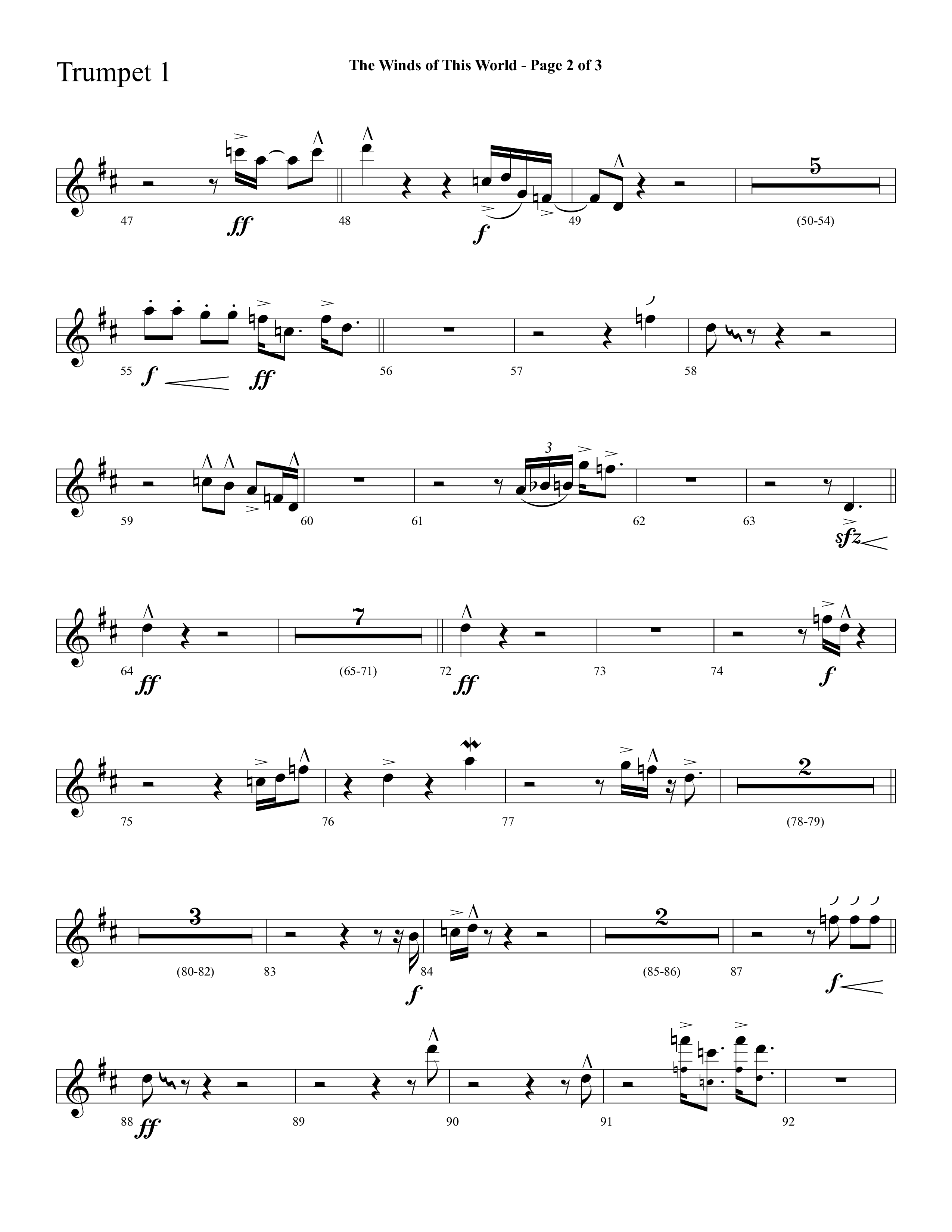 The Winds Of This World (Choral Anthem SATB) Trumpet 1 (Lifeway Choral / Arr. Cliff Duren)