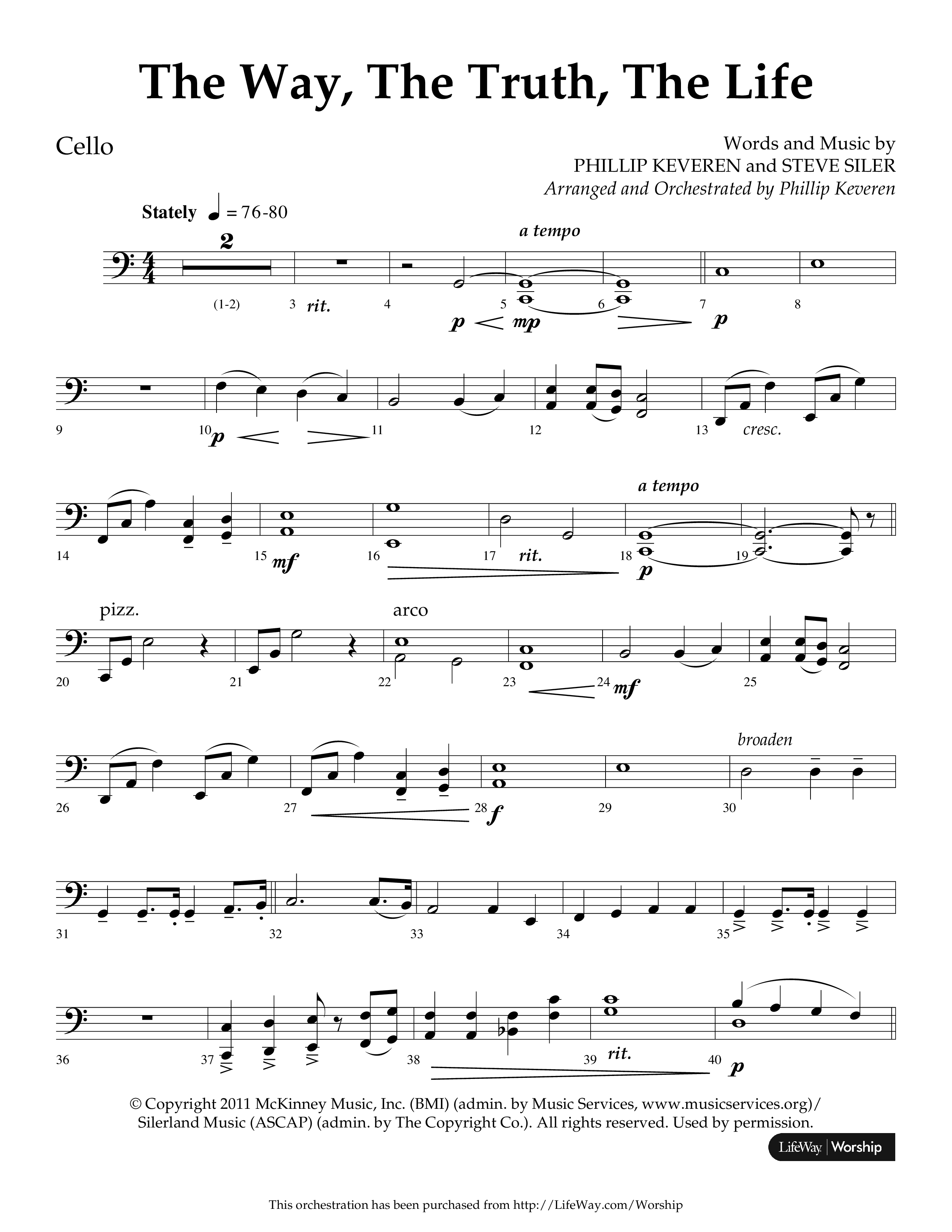 The Way The Truth The Life (Choral Anthem SATB) Cello (Lifeway Choral / Arr. Phillip Keveren)