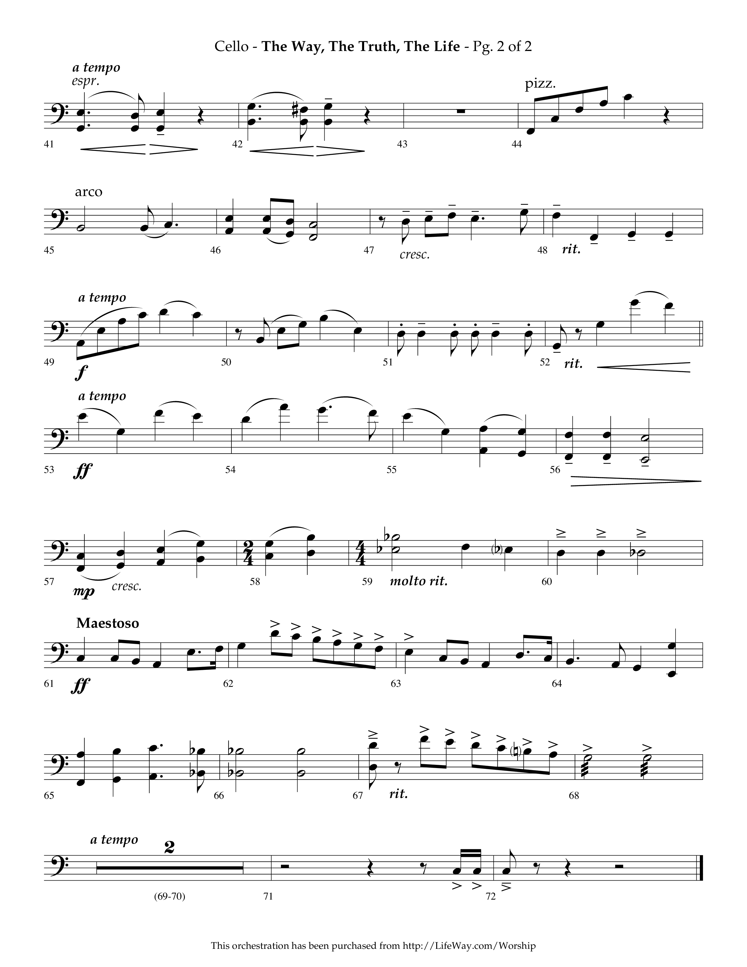 The Way The Truth The Life (Choral Anthem SATB) Cello (Lifeway Choral / Arr. Phillip Keveren)