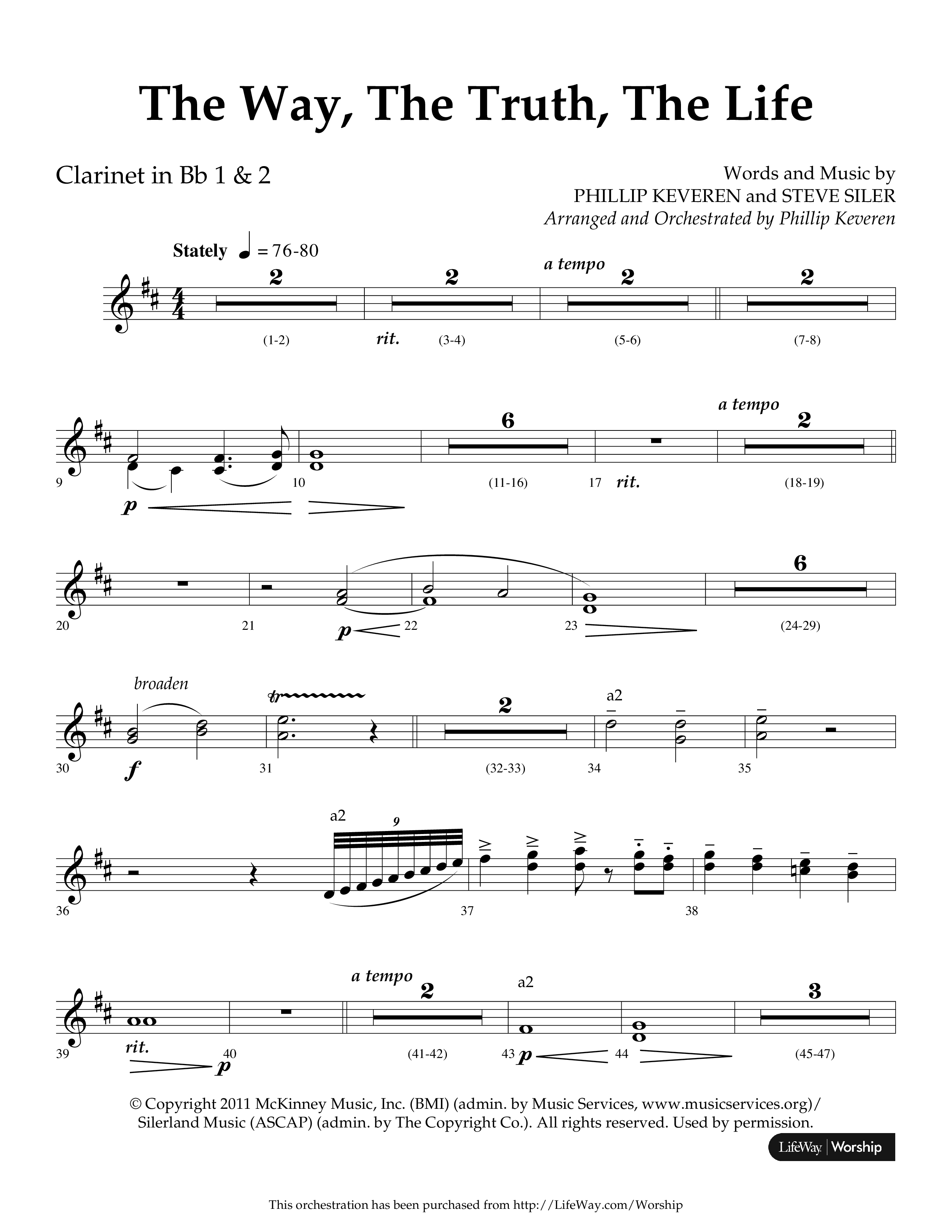 The Way The Truth The Life (Choral Anthem SATB) Clarinet 1/2 (Lifeway Choral / Arr. Phillip Keveren)