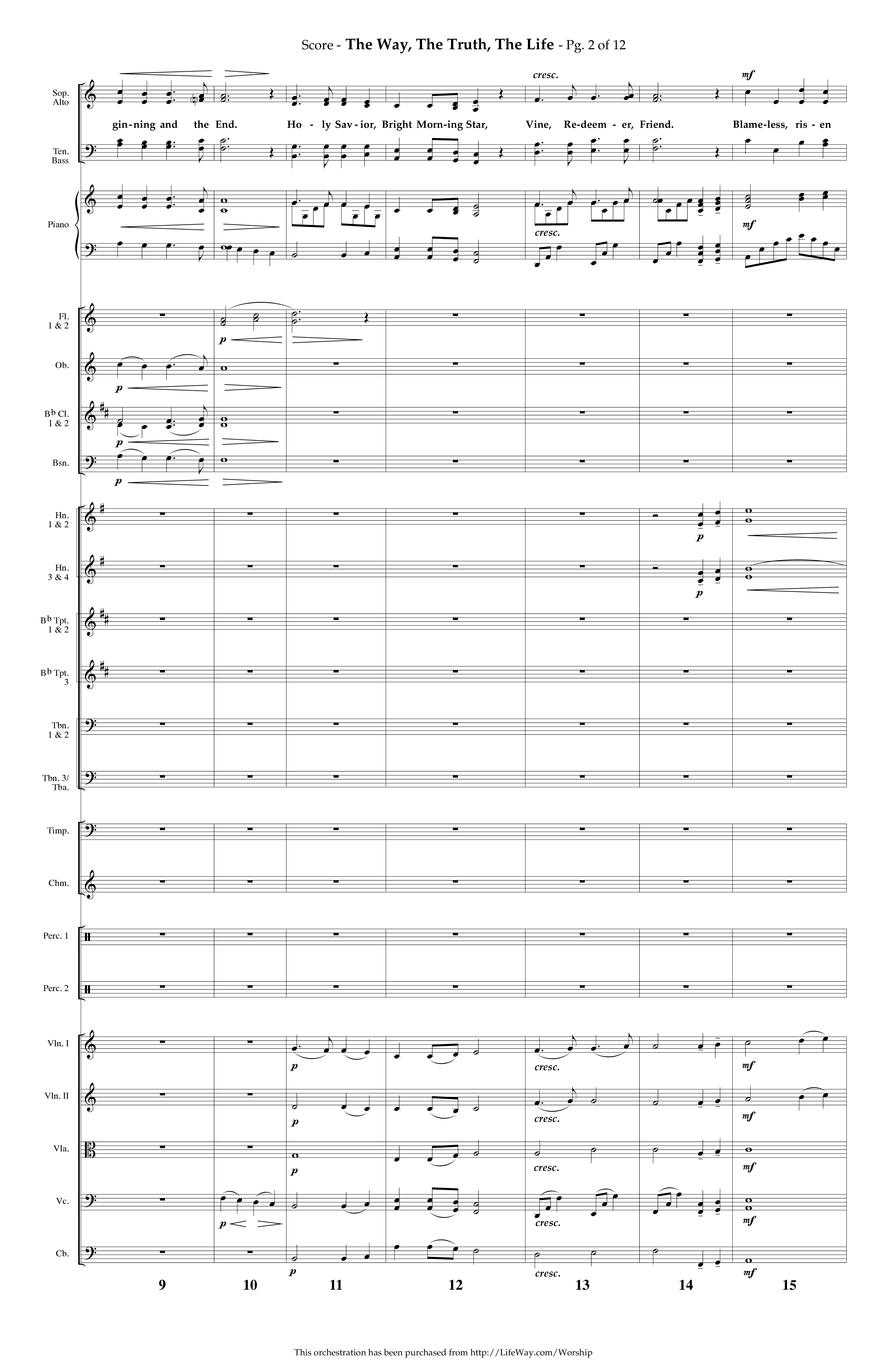 The Way The Truth The Life (Choral Anthem SATB) Orchestration (Lifeway Choral / Arr. Phillip Keveren)