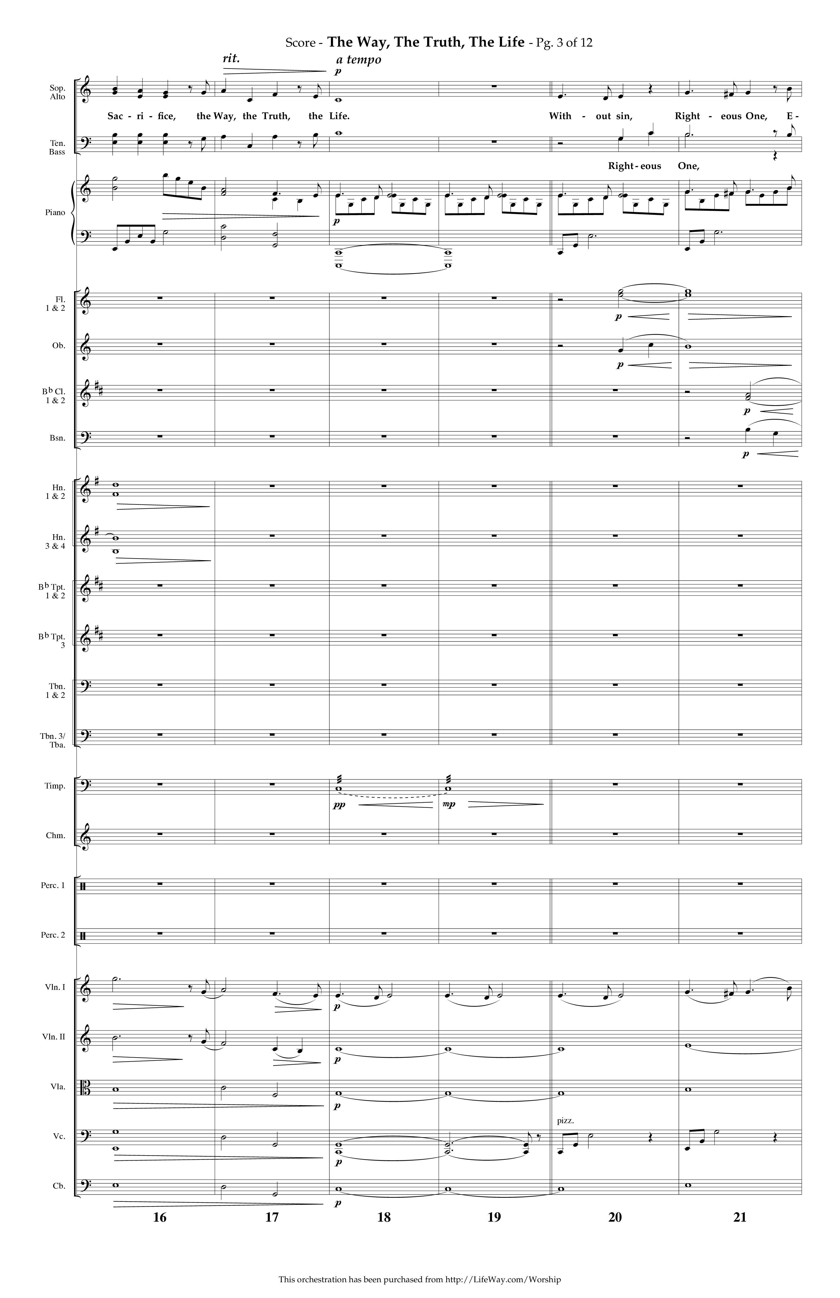 The Way The Truth The Life (Choral Anthem SATB) Conductor's Score (Lifeway Choral / Arr. Phillip Keveren)