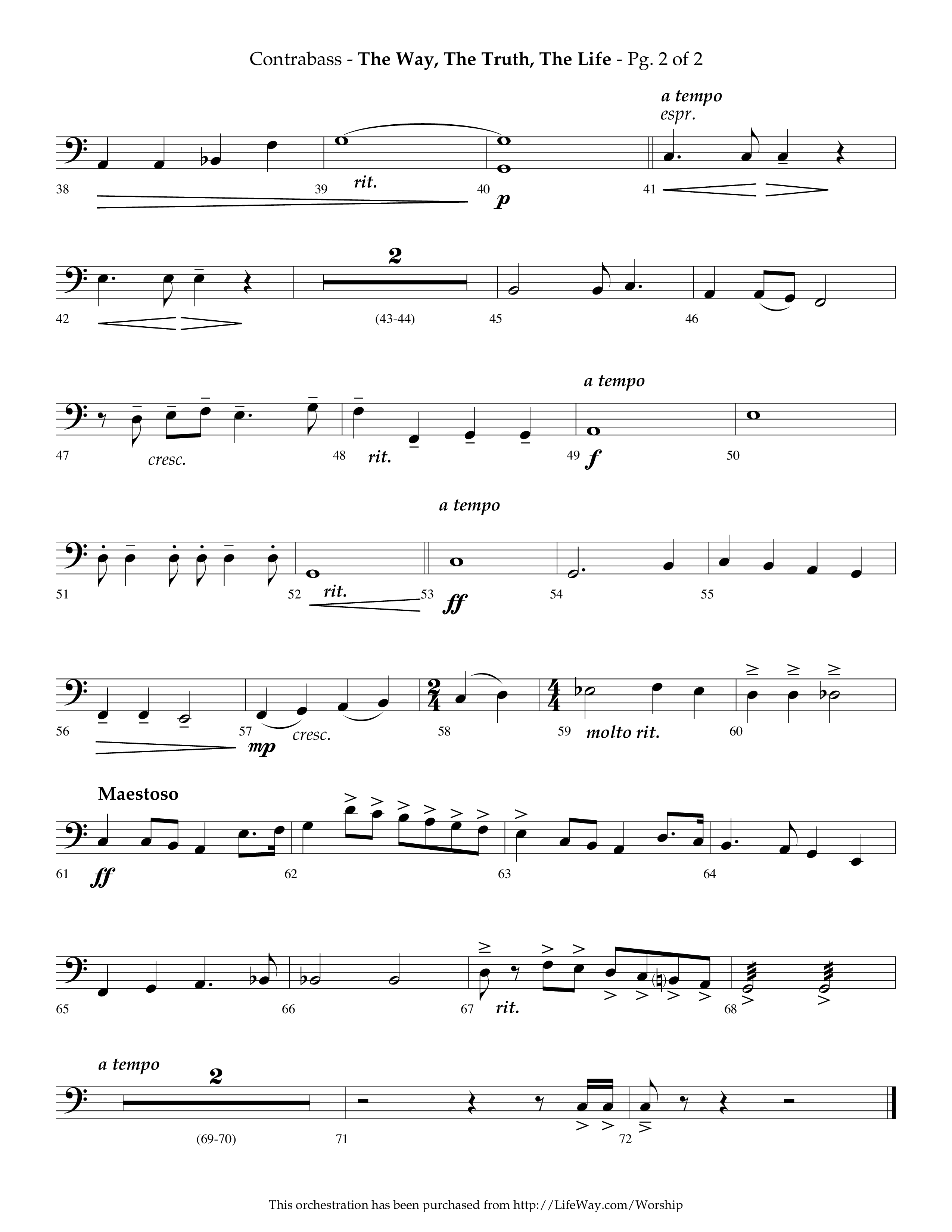 The Way The Truth The Life (Choral Anthem SATB) Contrabass (Lifeway Choral / Arr. Phillip Keveren)