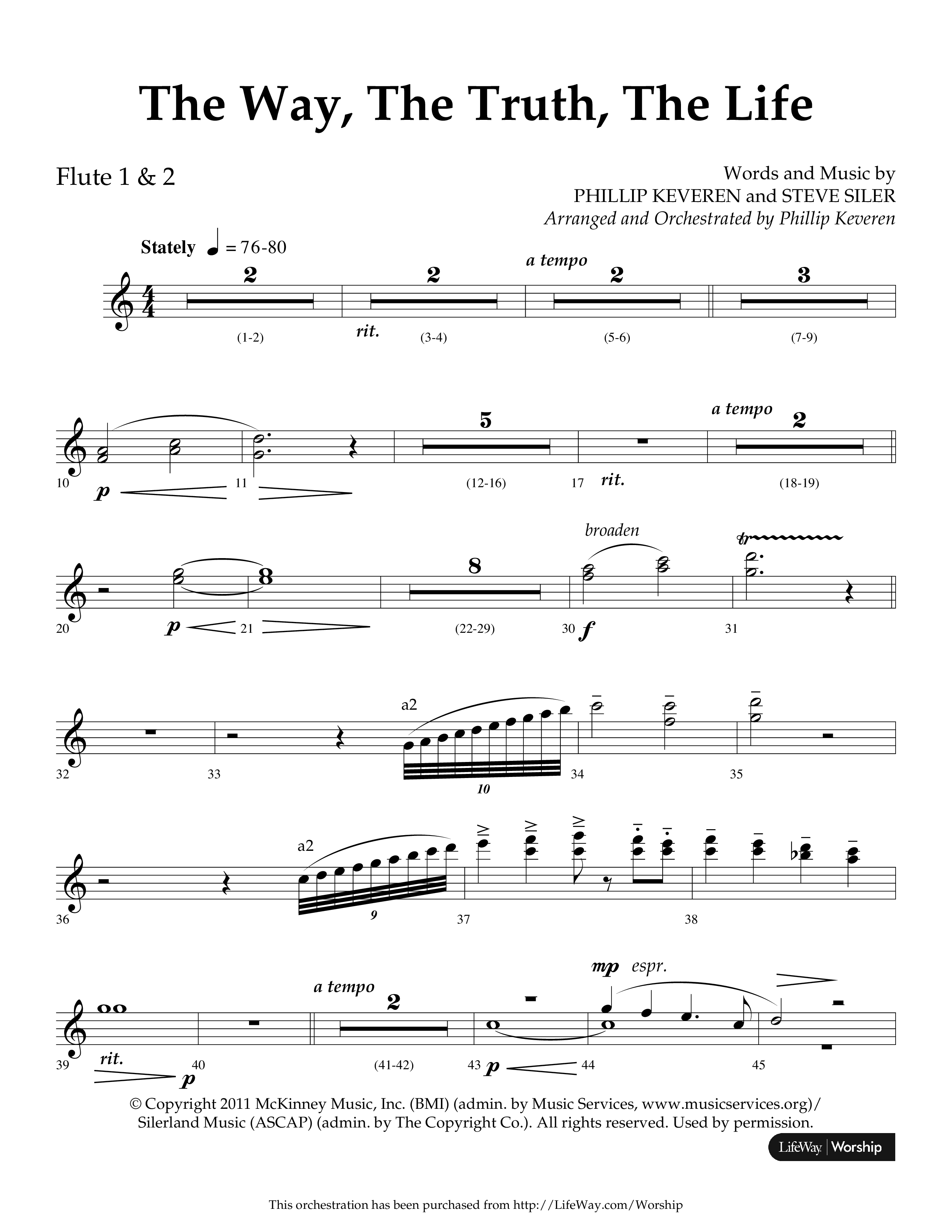 The Way The Truth The Life (Choral Anthem SATB) Flute 1/2 (Lifeway Choral / Arr. Phillip Keveren)