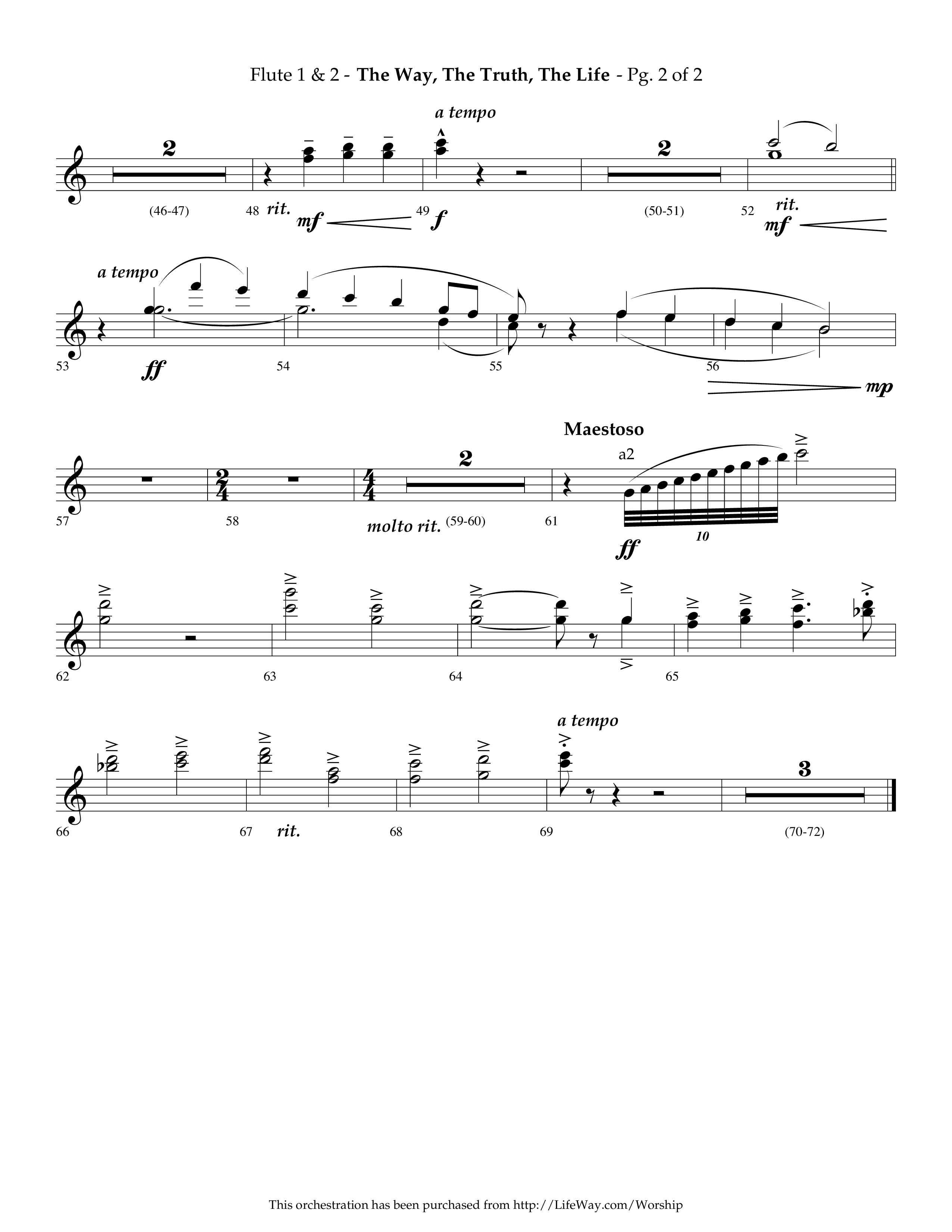 The Way The Truth The Life (Choral Anthem SATB) Flute 1/2 (Lifeway Choral / Arr. Phillip Keveren)