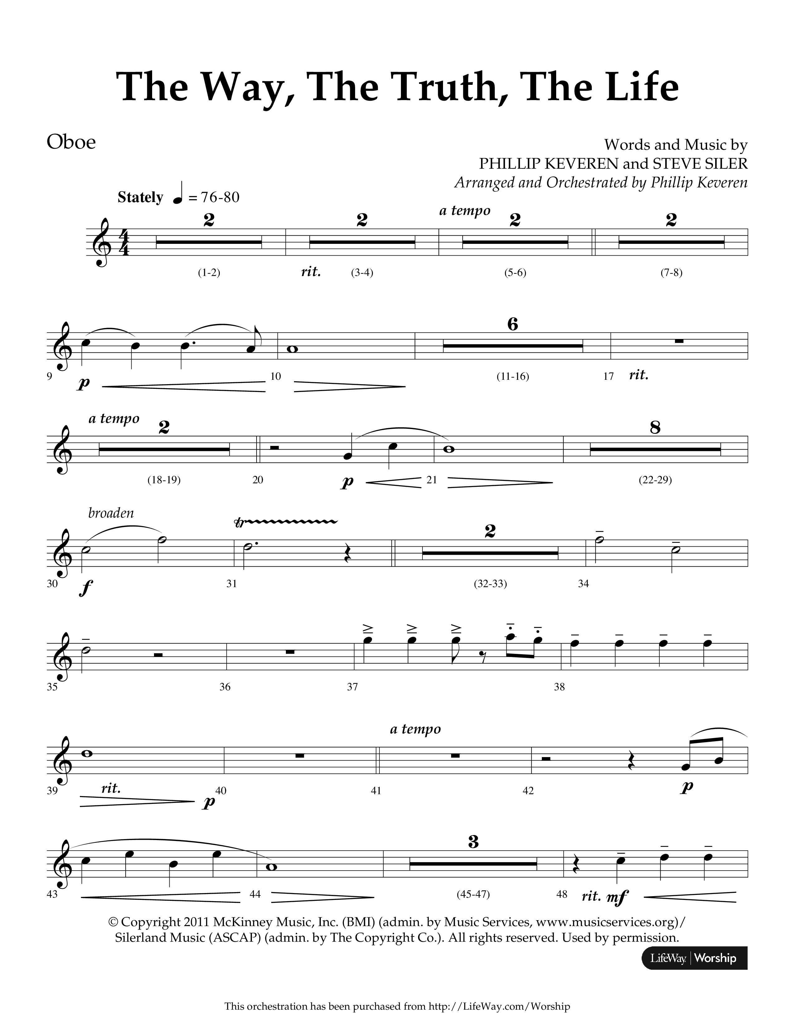 The Way The Truth The Life (Choral Anthem SATB) Oboe (Lifeway Choral / Arr. Phillip Keveren)