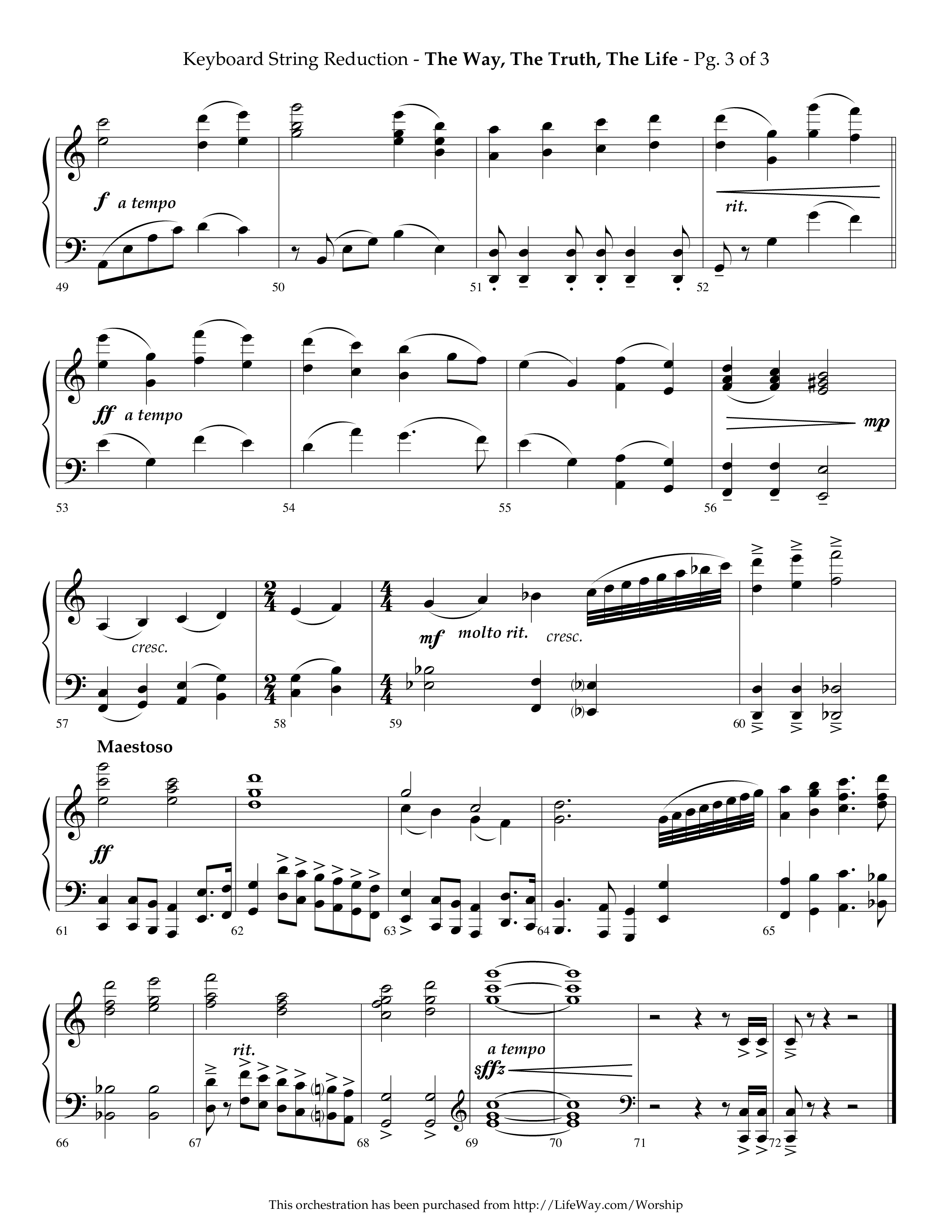 The Way The Truth The Life (Choral Anthem SATB) String Reduction (Lifeway Choral / Arr. Phillip Keveren)