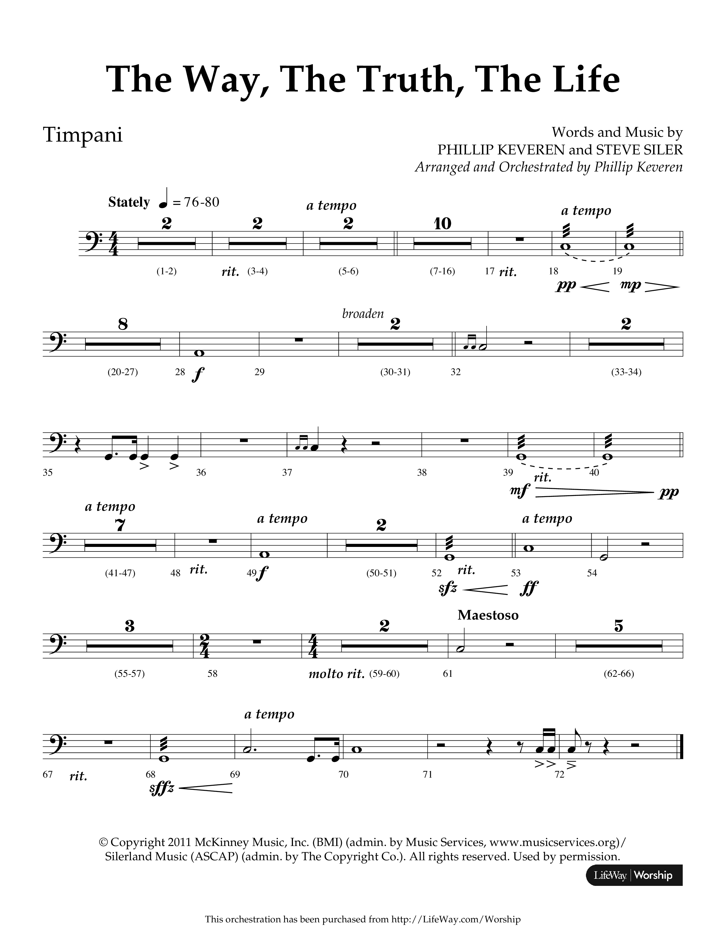 The Way The Truth The Life (Choral Anthem SATB) Timpani (Lifeway Choral / Arr. Phillip Keveren)