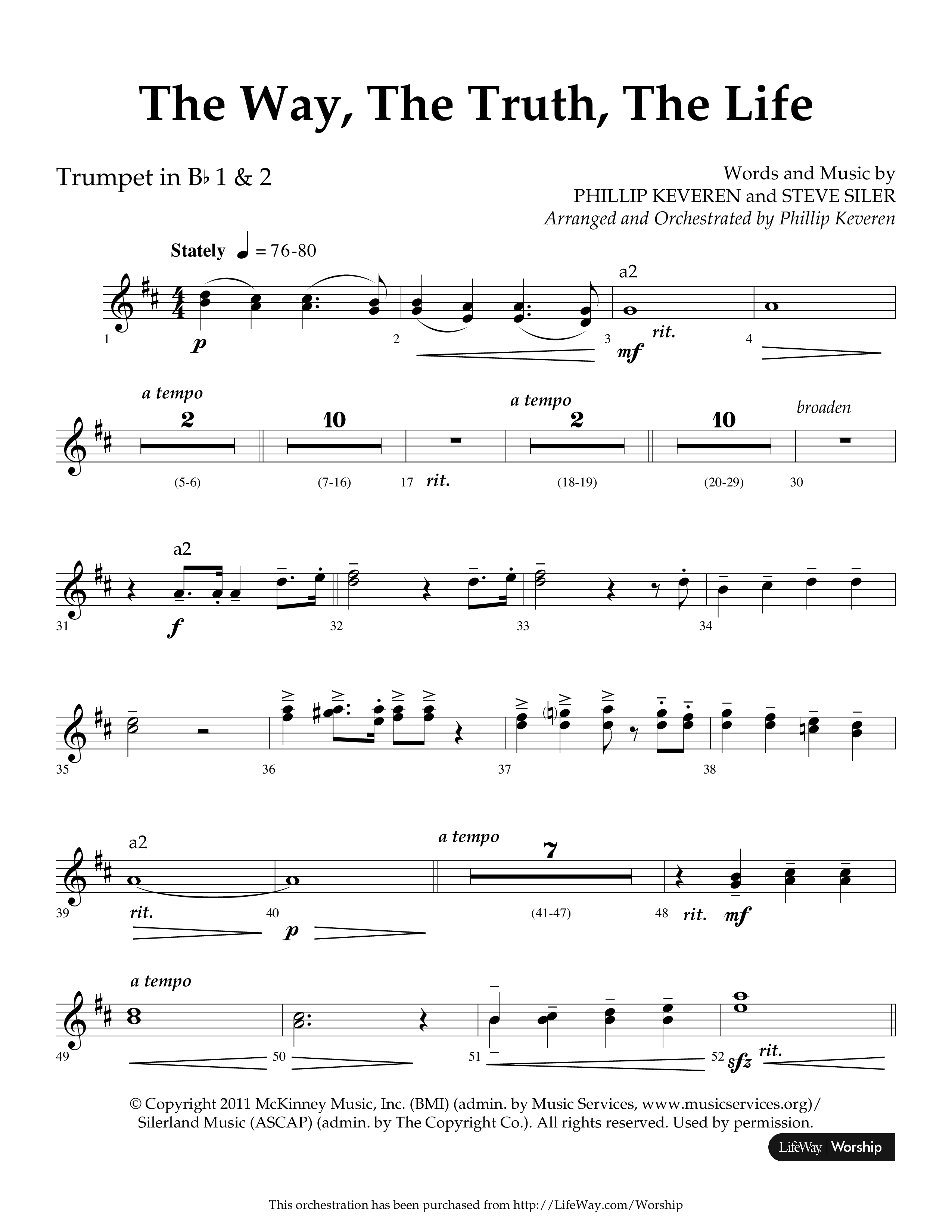 The Way The Truth The Life (Choral Anthem SATB) Trumpet 1,2 (Lifeway Choral / Arr. Phillip Keveren)