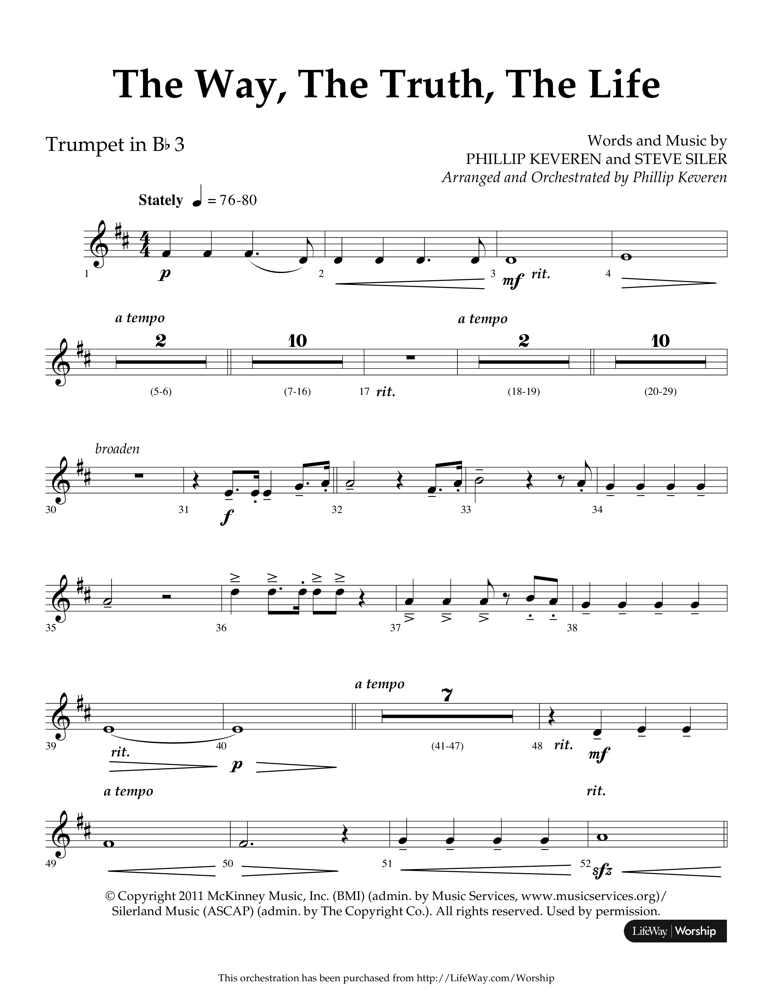 The Way The Truth The Life (Choral Anthem SATB) Trumpet 3 (Lifeway Choral / Arr. Phillip Keveren)