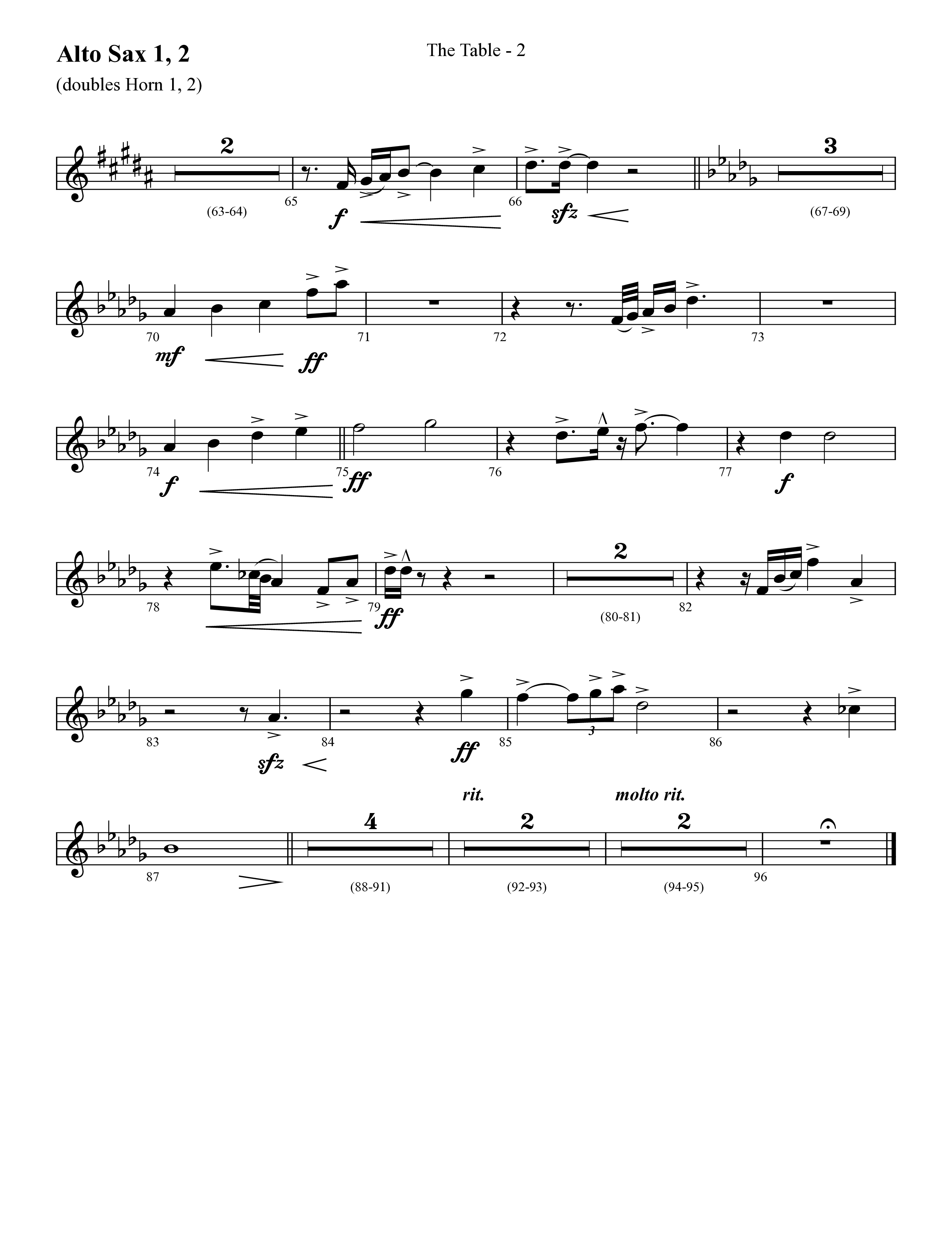 The Table (Choral Anthem SATB) Alto Sax 1/2 (Lifeway Choral / Arr. Cliff Duren)