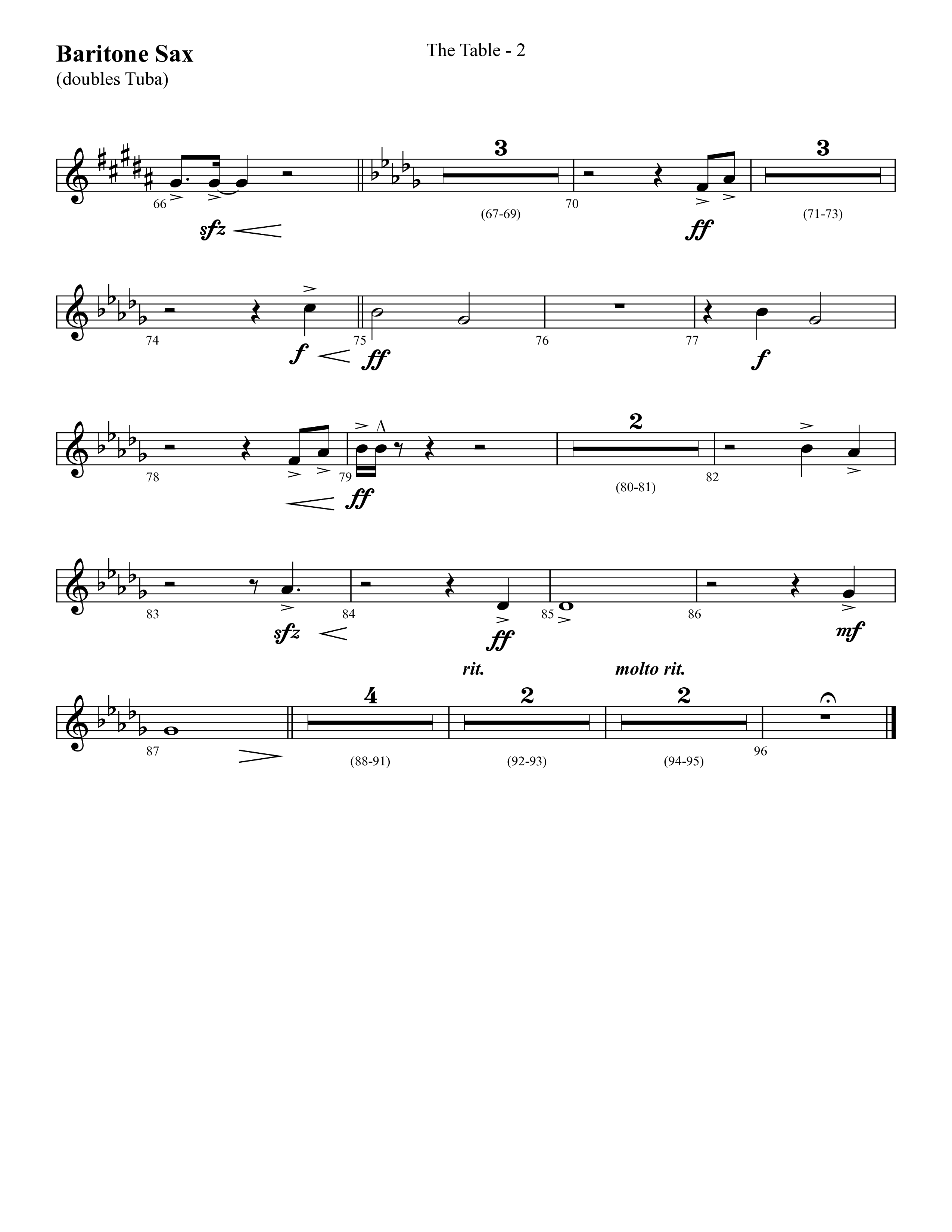 The Table (Choral Anthem SATB) Bari Sax (Lifeway Choral / Arr. Cliff Duren)