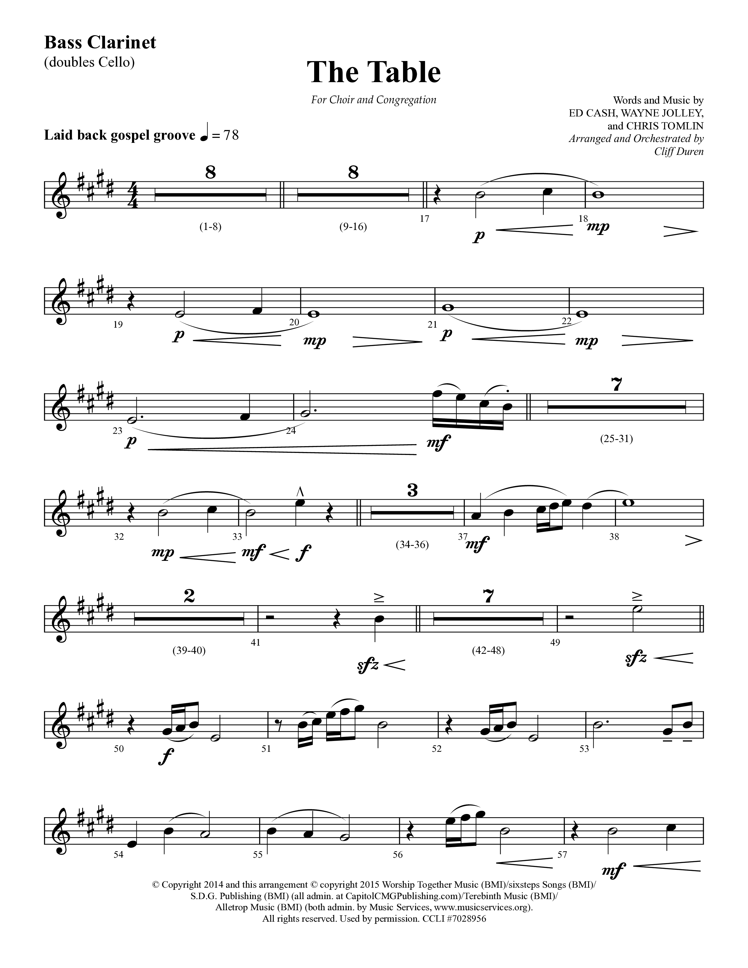 The Table (Choral Anthem SATB) Bass Clarinet (Lifeway Choral / Arr. Cliff Duren)