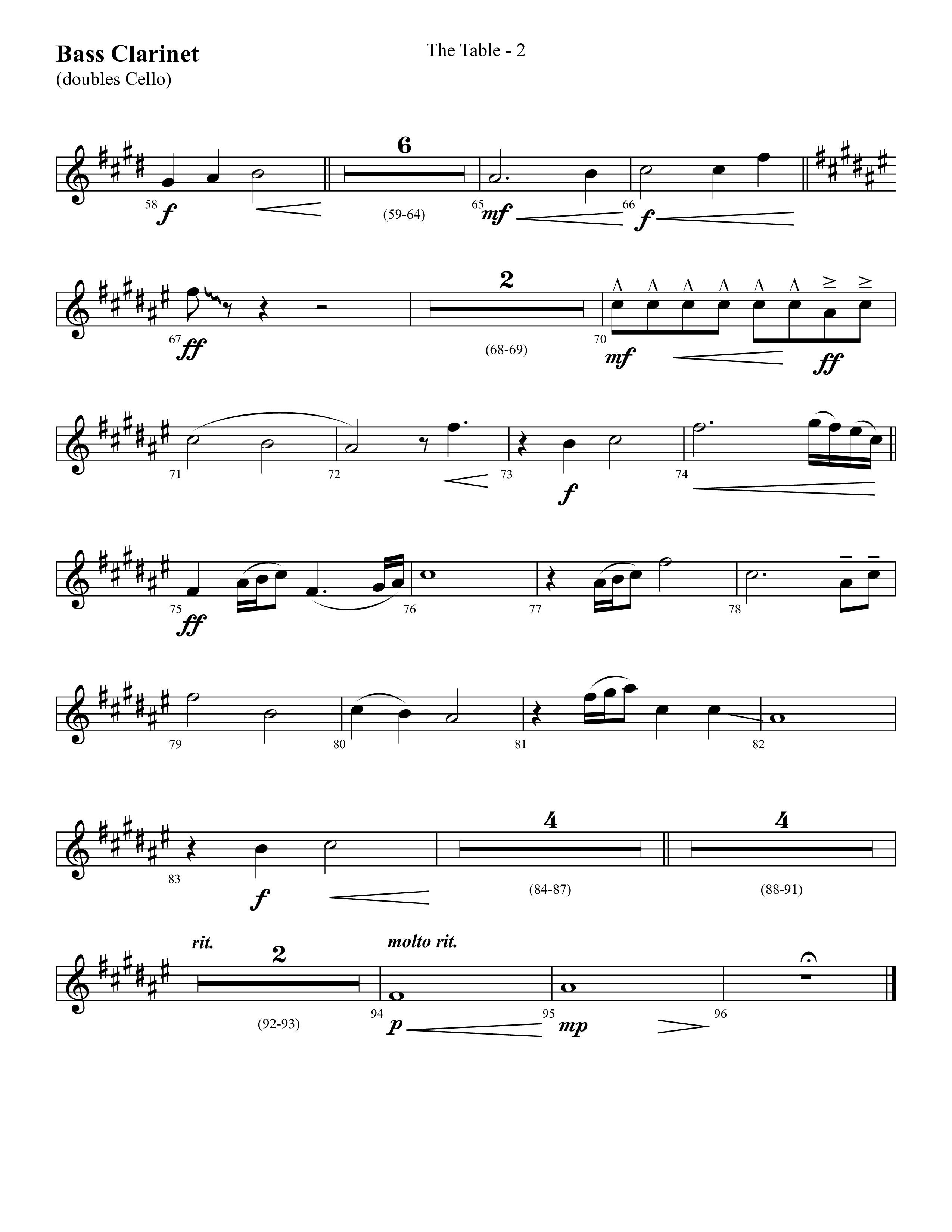 The Table (Choral Anthem SATB) Bass Clarinet (Lifeway Choral / Arr. Cliff Duren)