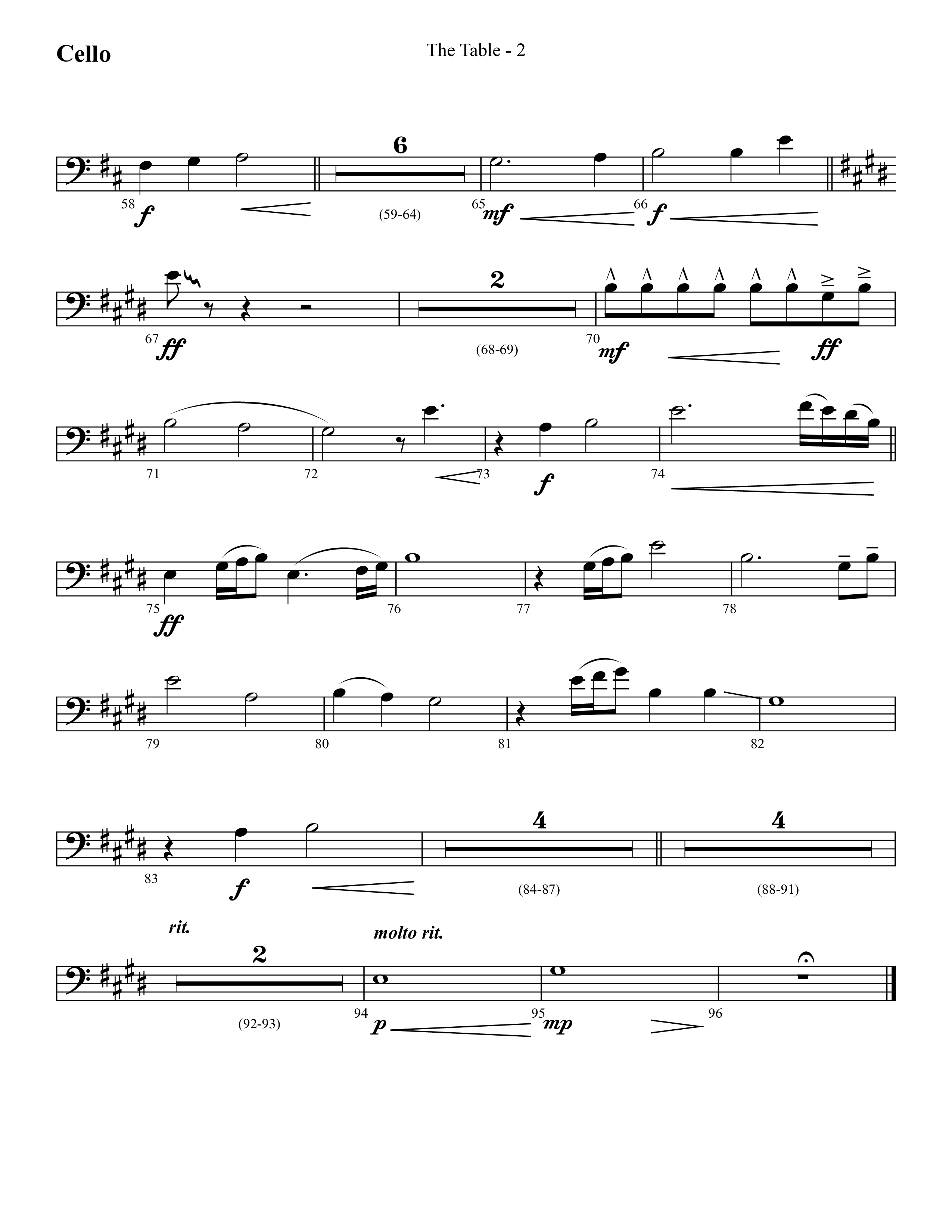 The Table (Choral Anthem SATB) Cello (Lifeway Choral / Arr. Cliff Duren)