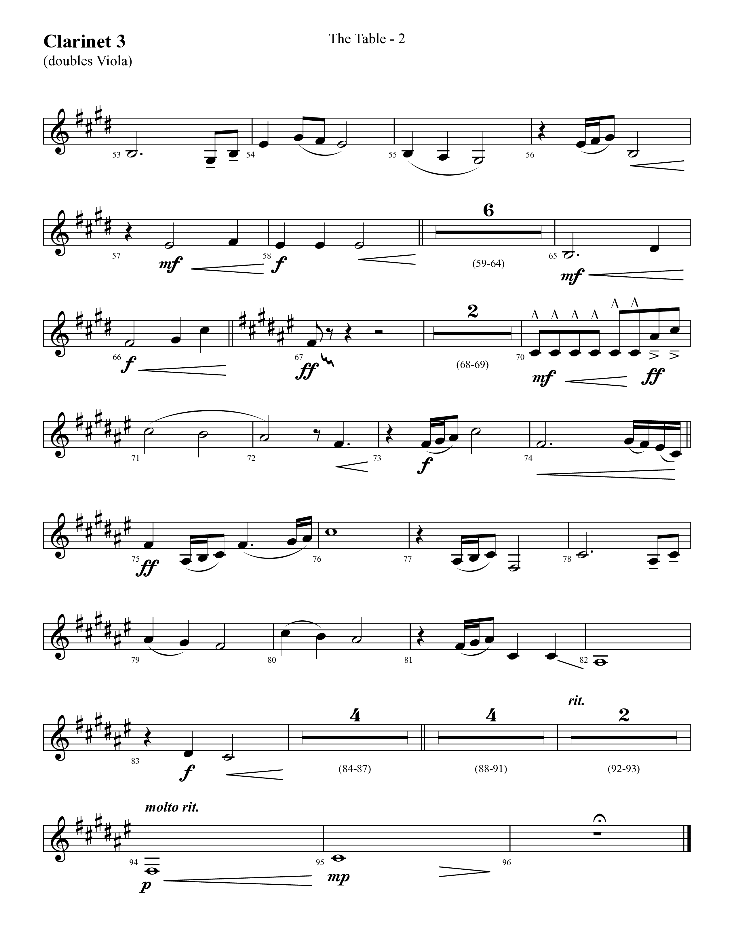 The Table (Choral Anthem SATB) Clarinet 3 (Lifeway Choral / Arr. Cliff Duren)
