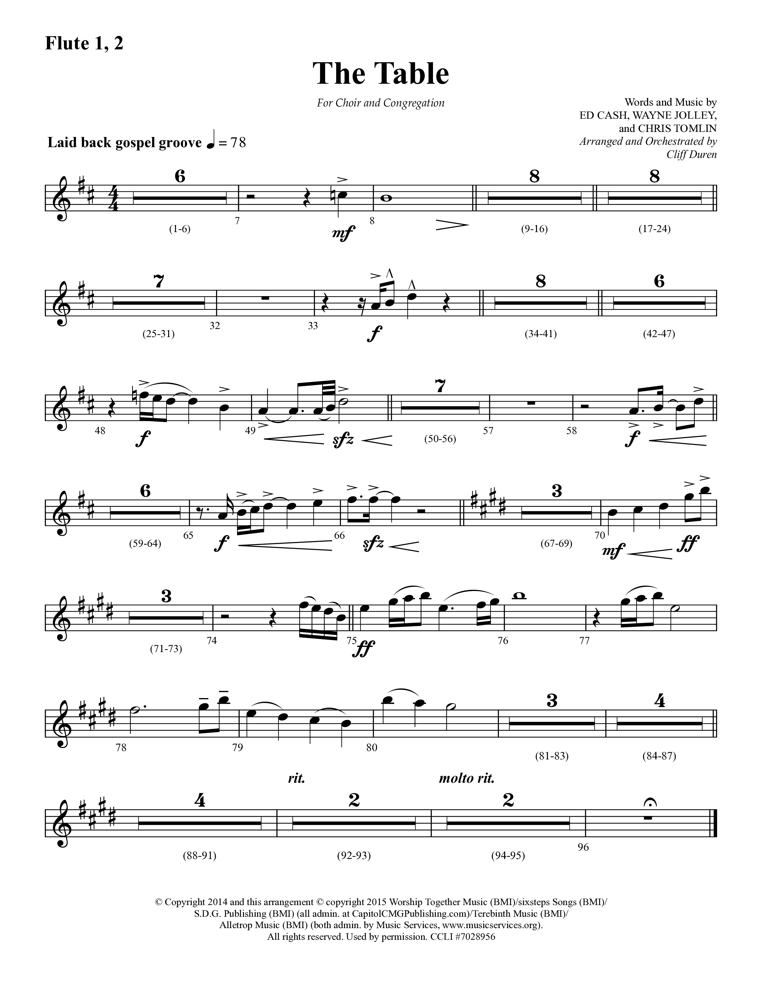 The Table (Choral Anthem SATB) Flute 1/2 (Lifeway Choral / Arr. Cliff Duren)
