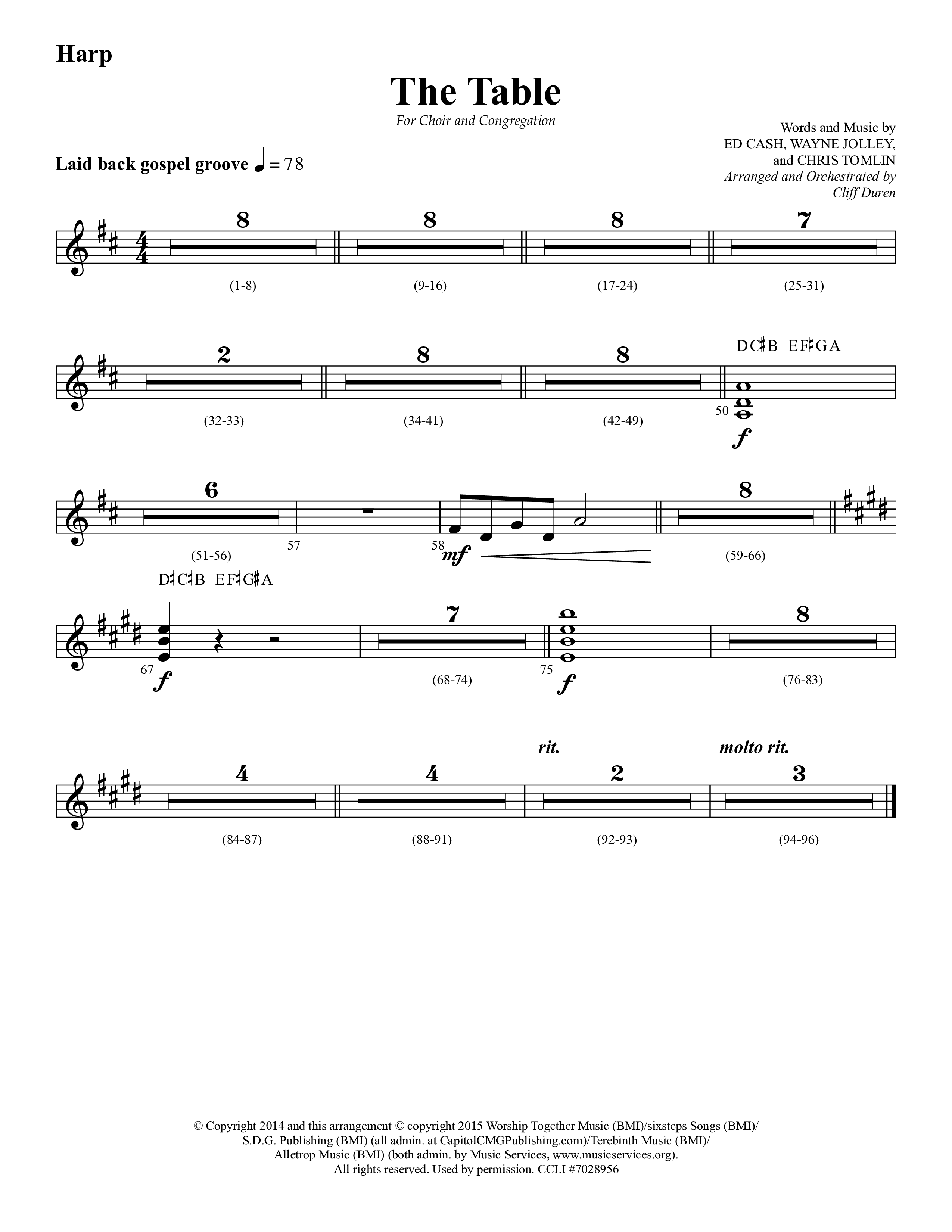 The Table (Choral Anthem SATB) Harp (Lifeway Choral / Arr. Cliff Duren)