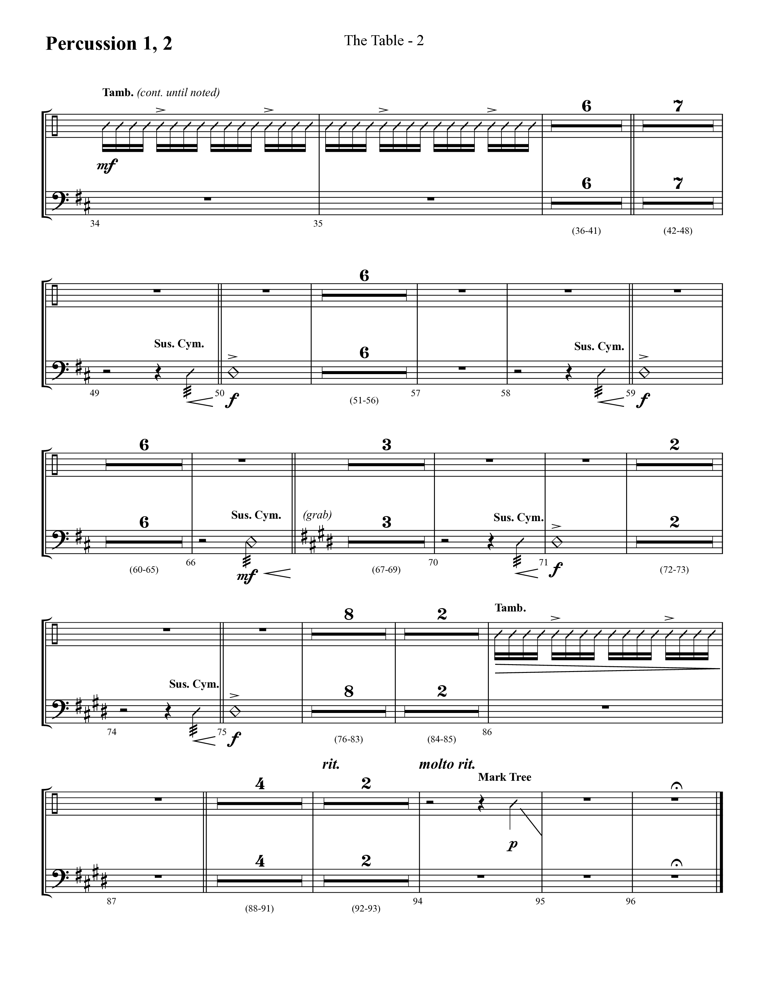 The Table (Choral Anthem SATB) Percussion 1/2 (Lifeway Choral / Arr. Cliff Duren)