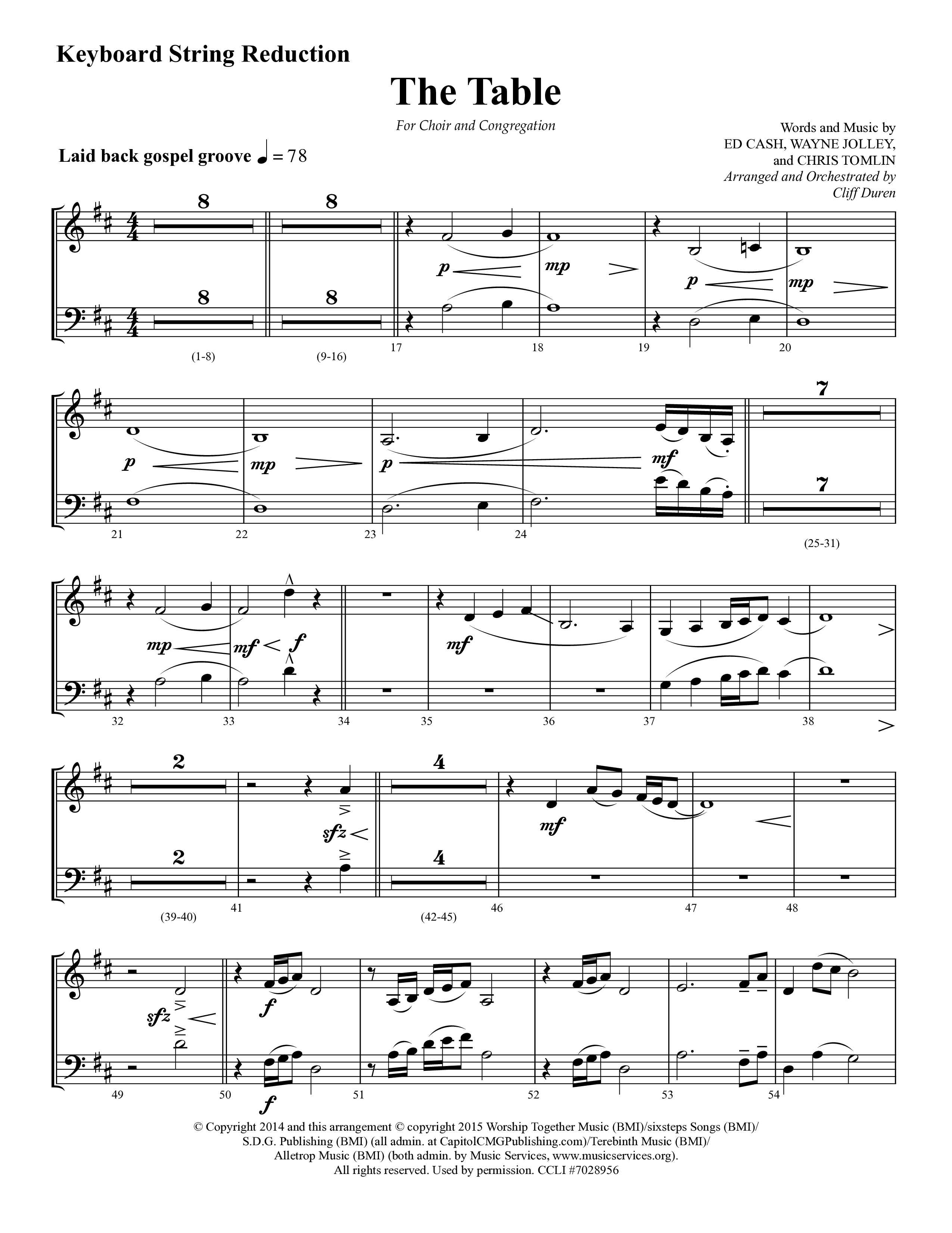 The Table (Choral Anthem SATB) String Reduction (Lifeway Choral / Arr. Cliff Duren)