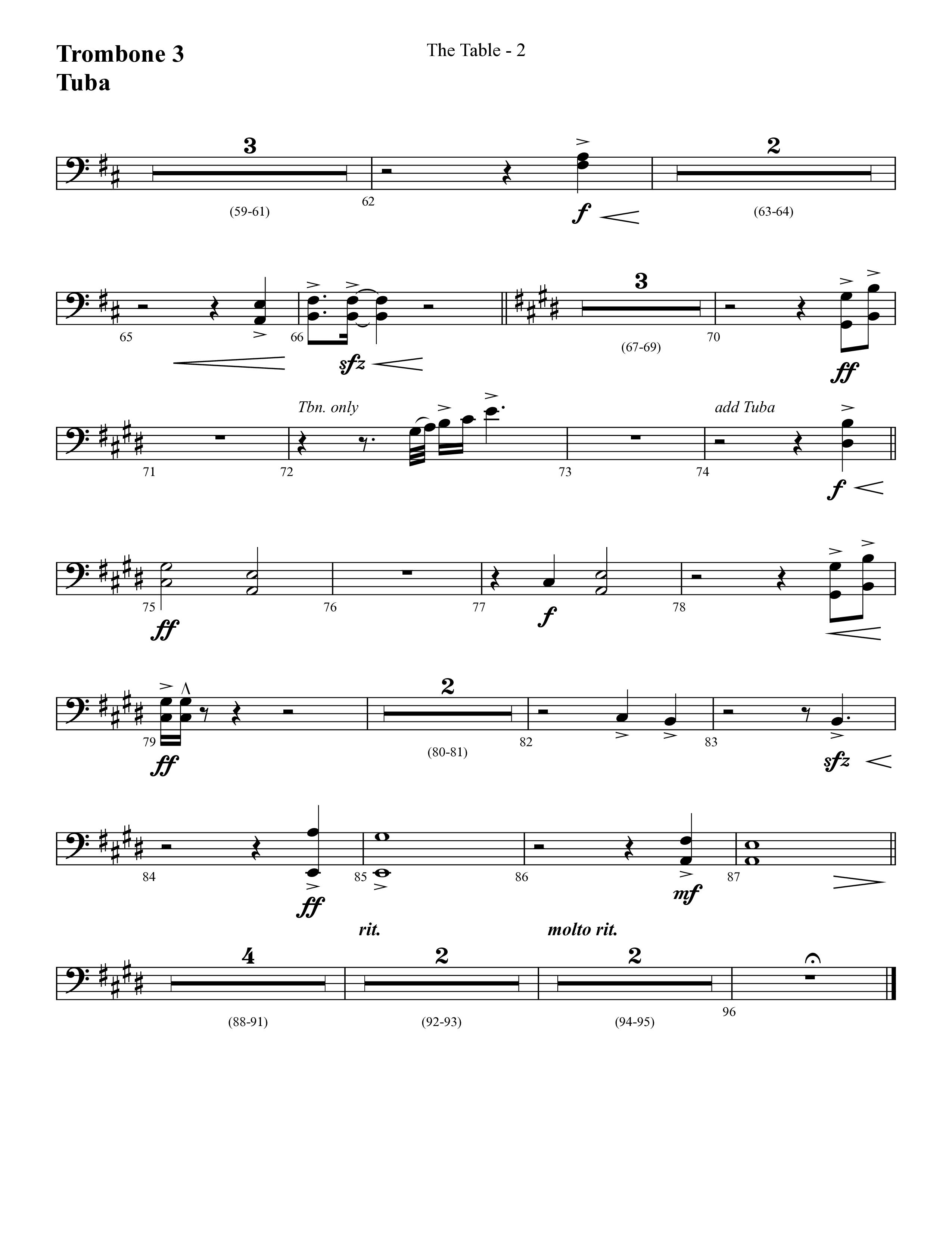 The Table (Choral Anthem SATB) Trombone 3/Tuba (Lifeway Choral / Arr. Cliff Duren)