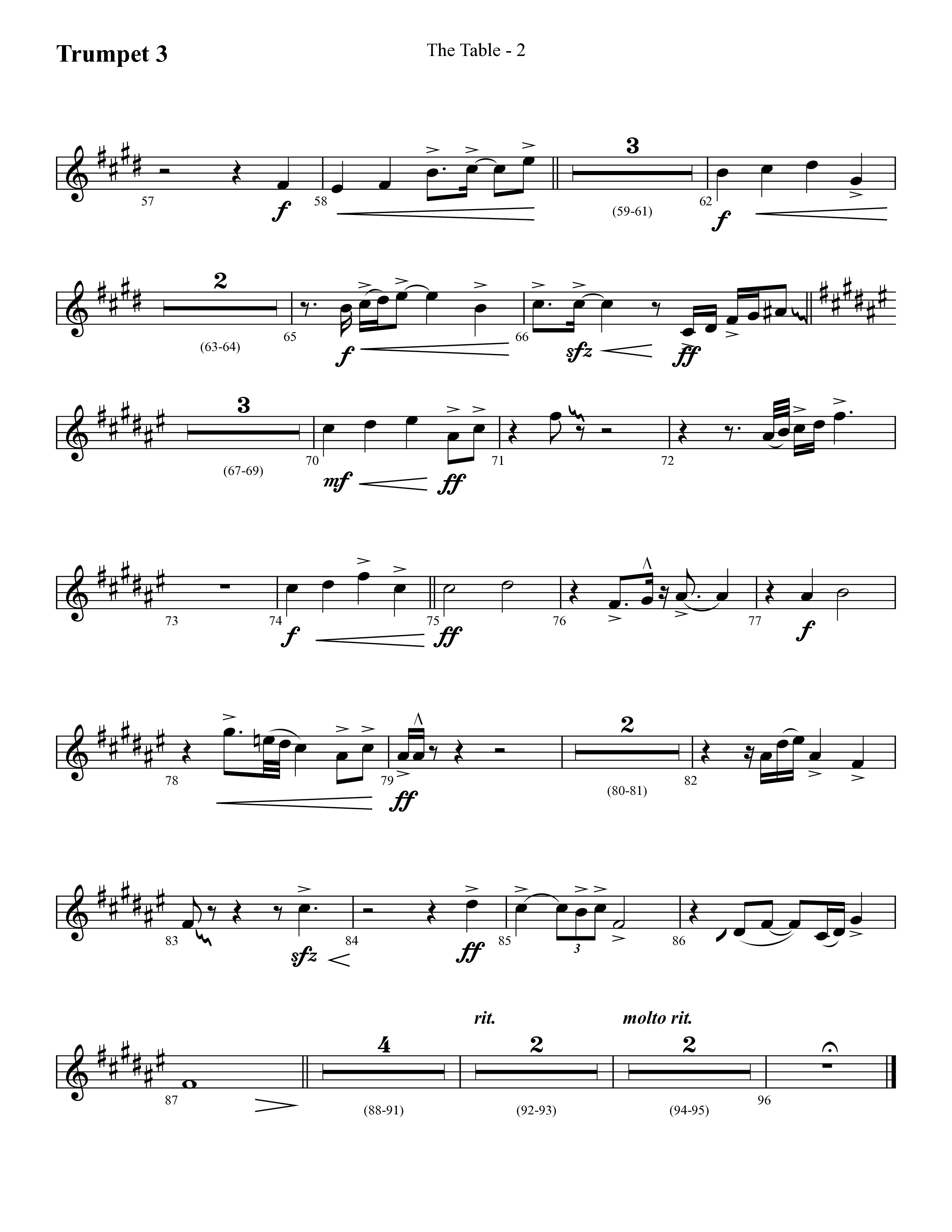 The Table (Choral Anthem SATB) Trumpet 3 (Lifeway Choral / Arr. Cliff Duren)