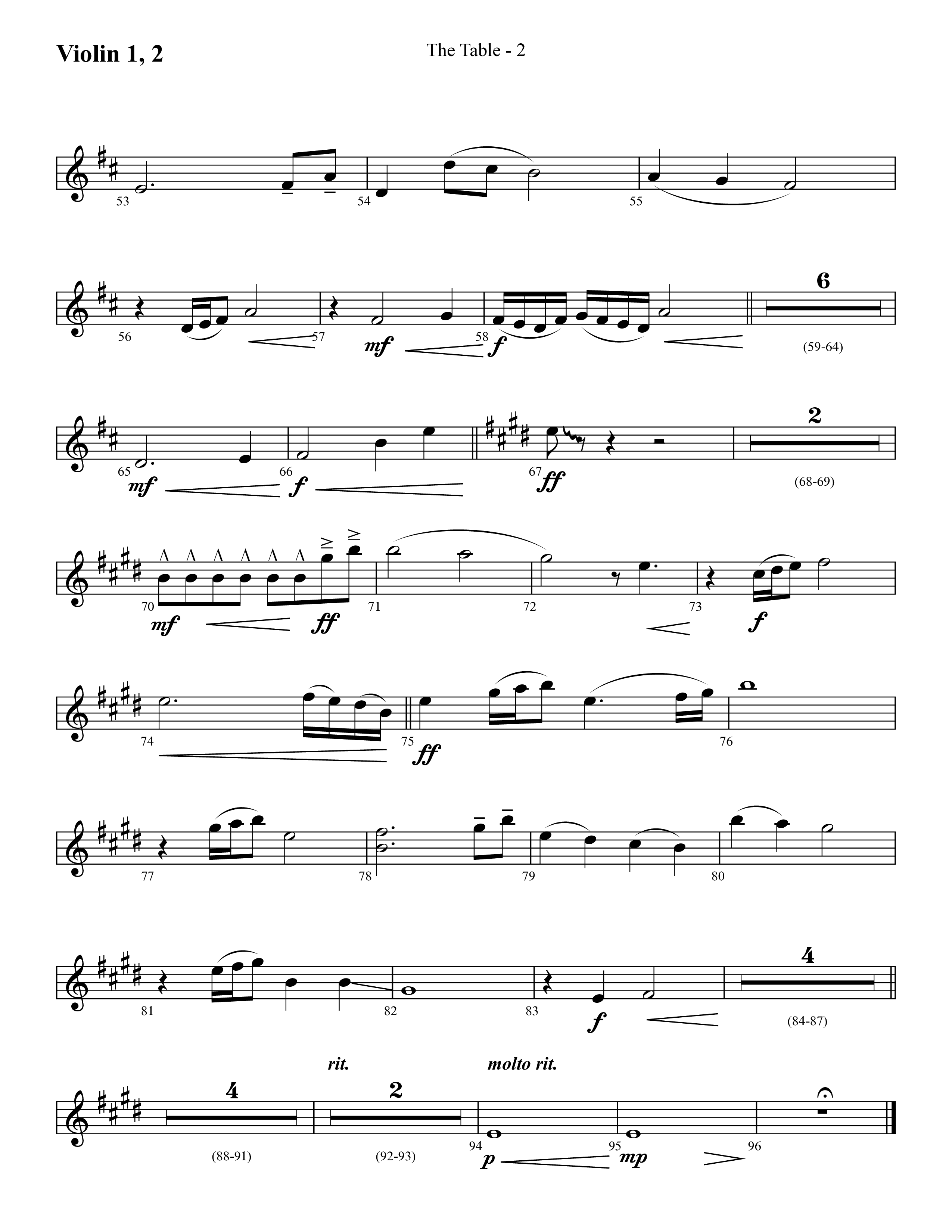 The Table (Choral Anthem SATB) Violin 1/2 (Lifeway Choral / Arr. Cliff Duren)