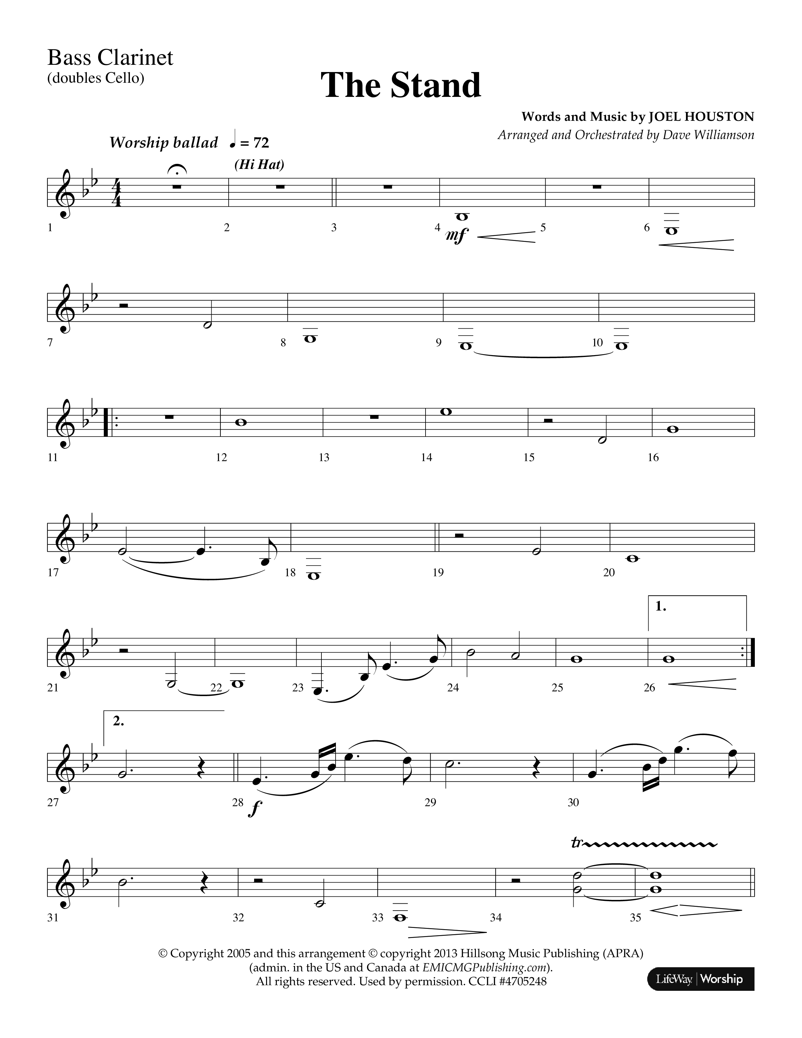 The Stand (Choral Anthem SATB) Bass Clarinet (Lifeway Choral / Arr. Dave Williamson)