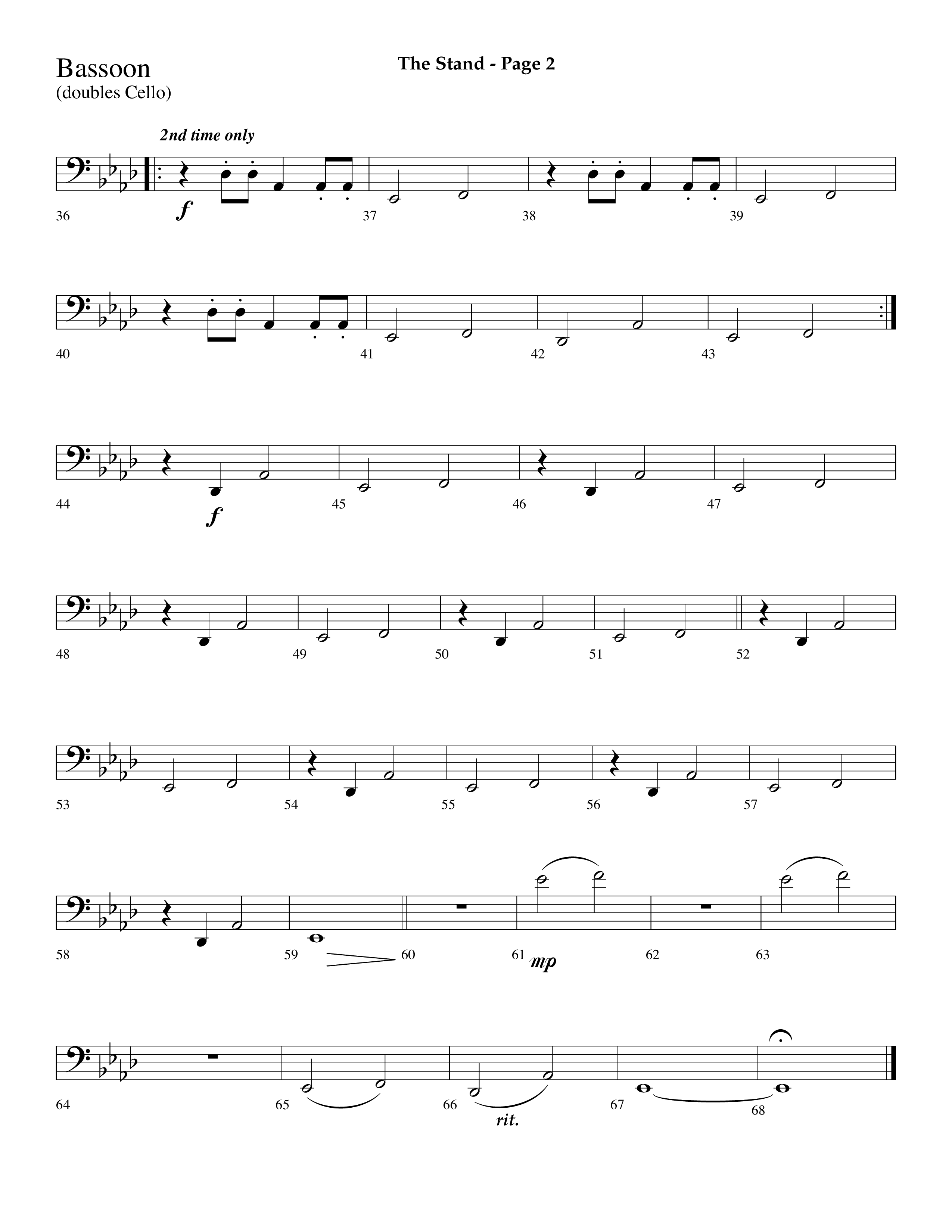 The Stand (Choral Anthem SATB) Bassoon (Lifeway Choral / Arr. Dave Williamson)