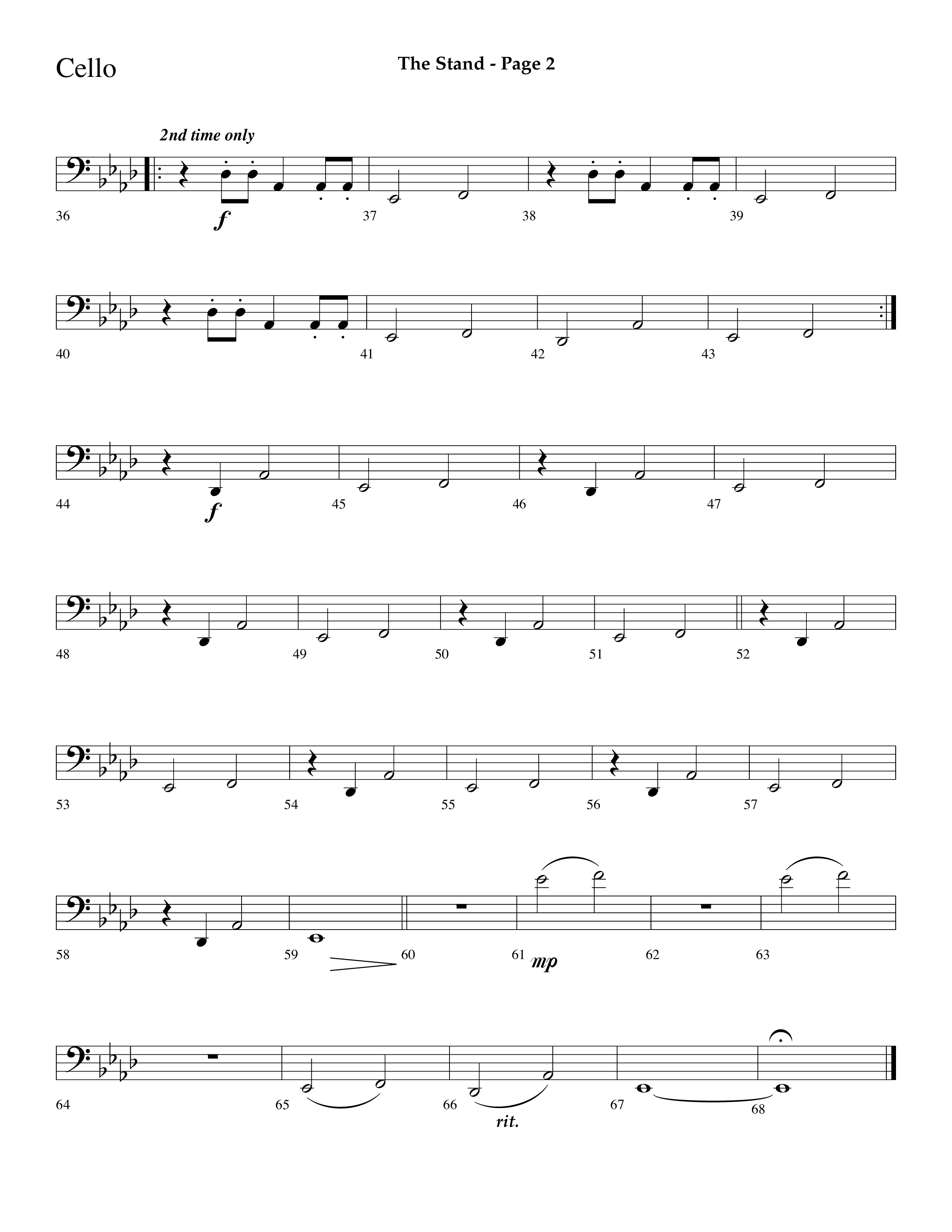 The Stand (Choral Anthem SATB) Cello (Lifeway Choral / Arr. Dave Williamson)