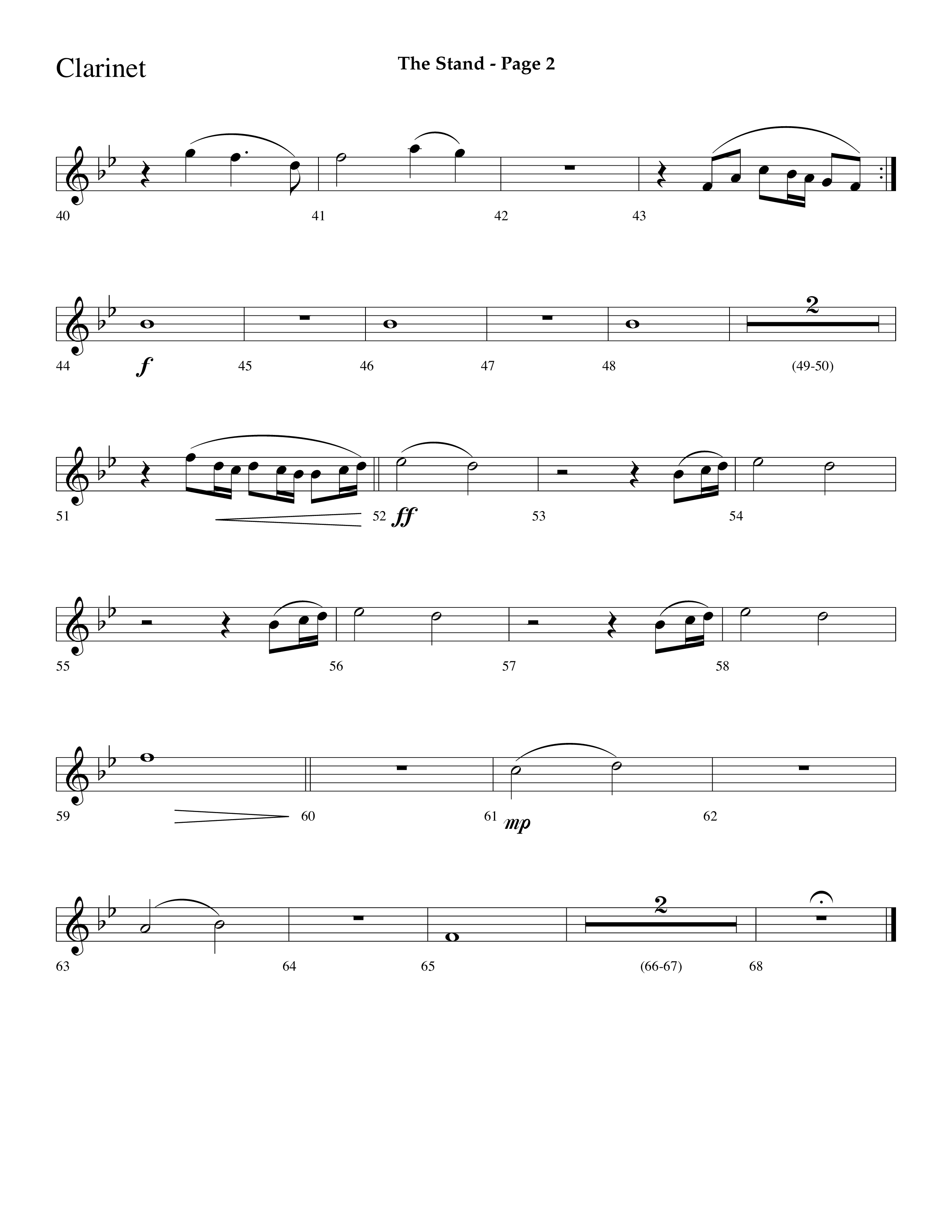 The Stand (Choral Anthem SATB) Clarinet 1/2 (Lifeway Choral / Arr. Dave Williamson)